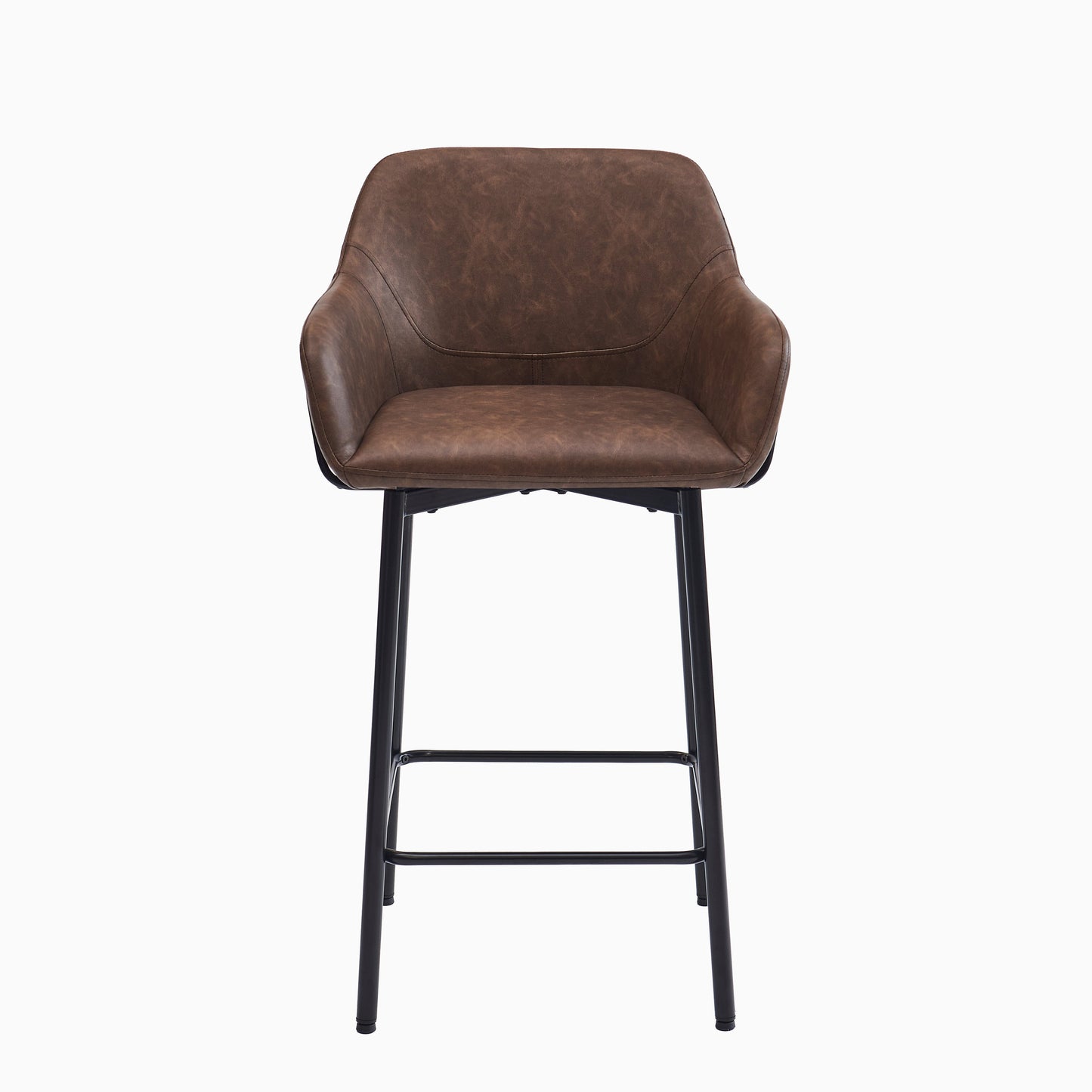 Reagan Saddle Brown Bar Stool - Metal Legs - lAURA JAMES