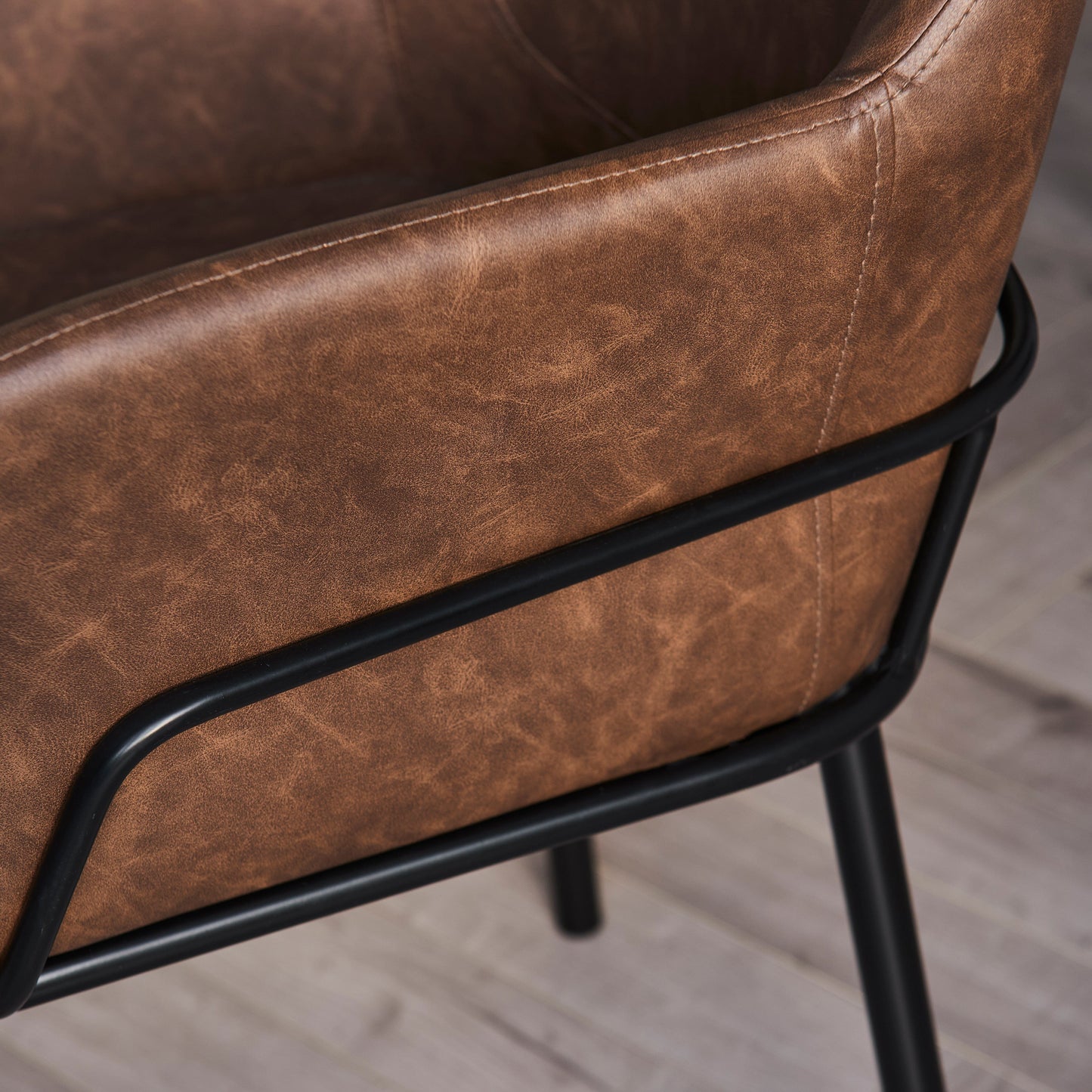 Reagan Leather Carver Chairs - Set of 2 - Saddle Brown - Laura James