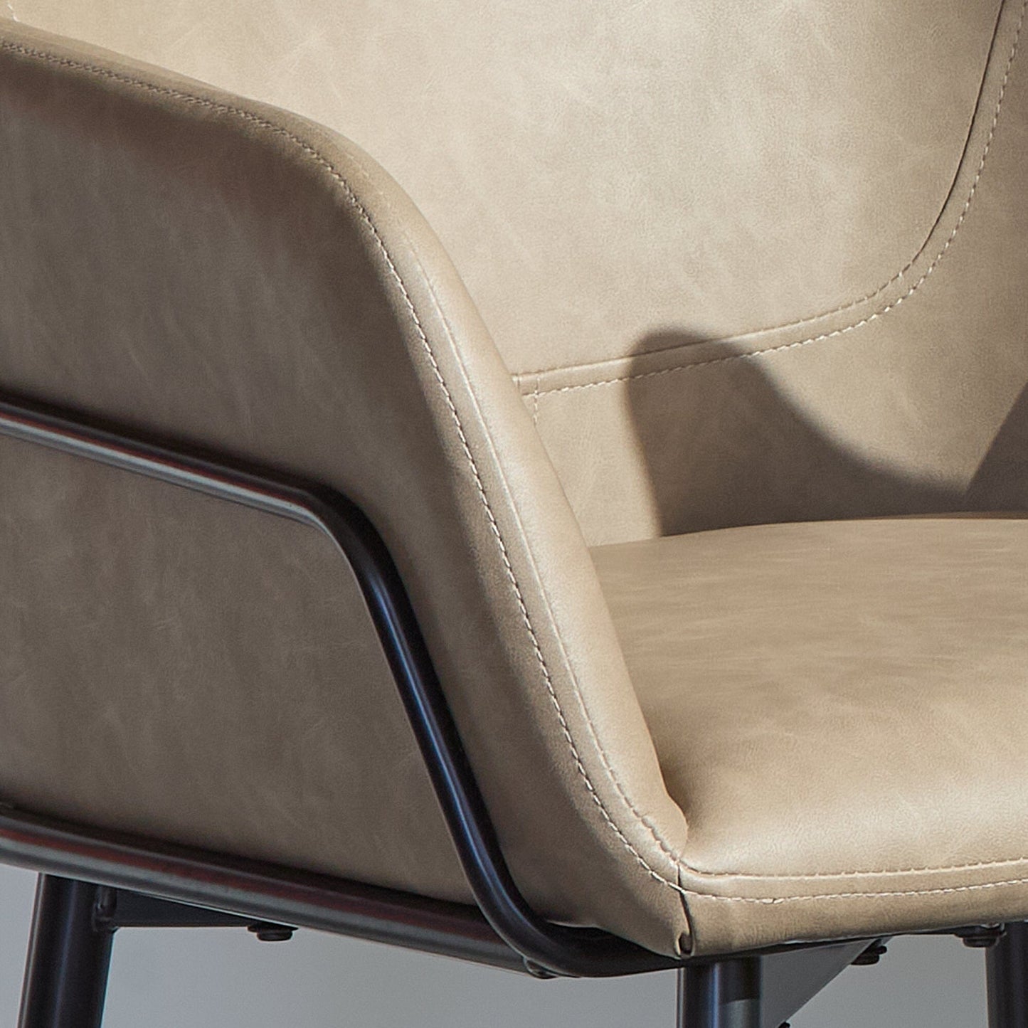 Reagan Vegan Leather Carver Chairs - Set of 2 - Almond Brown - Laura James