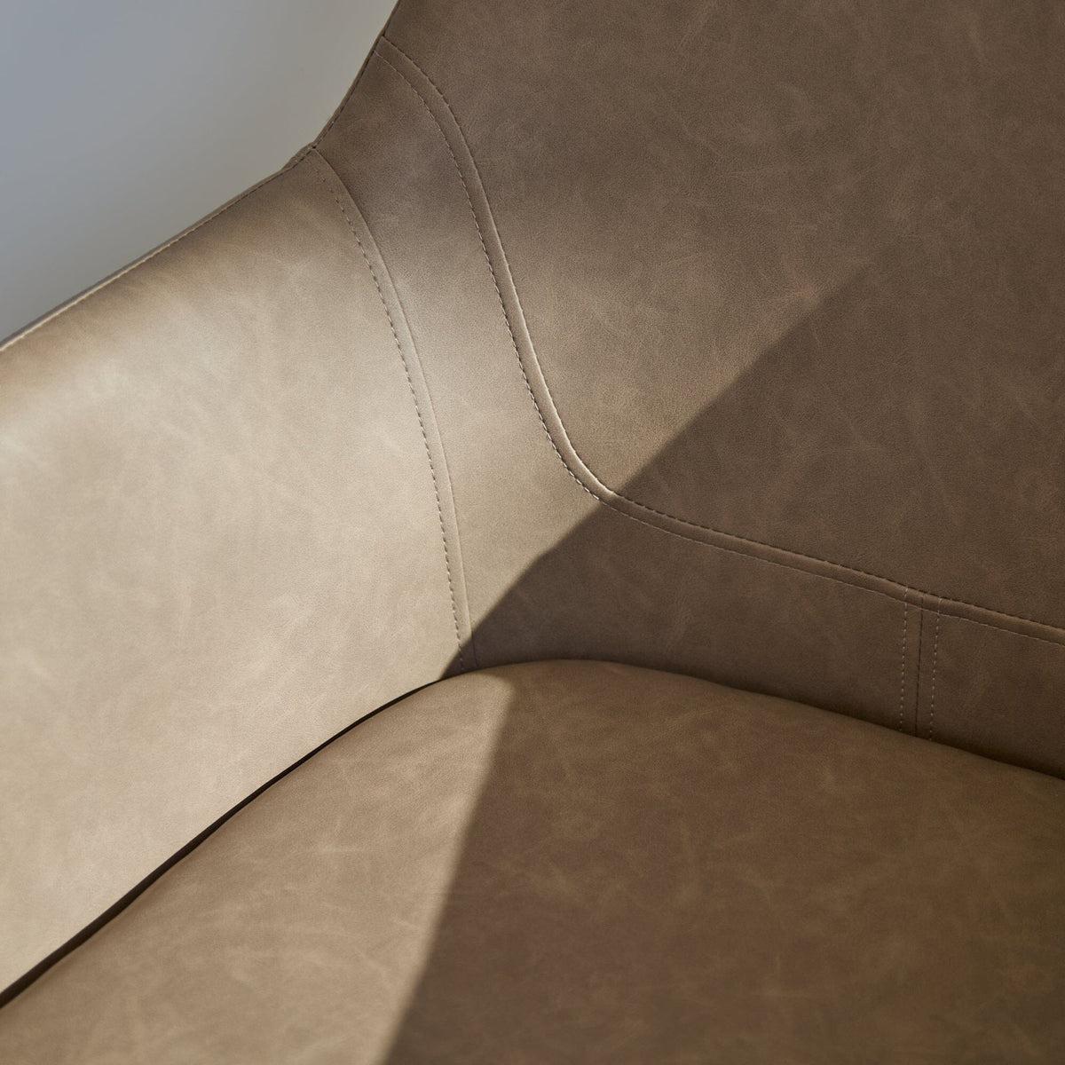Reagan Vegan Leather Carver Chairs - Set of 2 - Almond Brown - Laura James