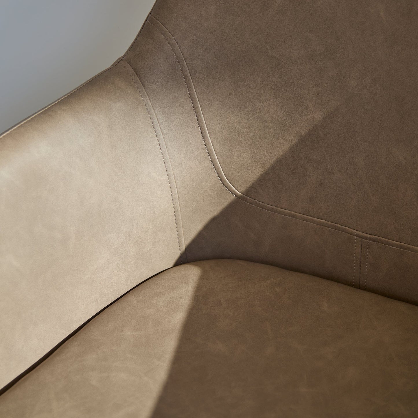 Reagan Vegan Leather Carver Chairs - Set of 2 - Almond Brown - Laura James