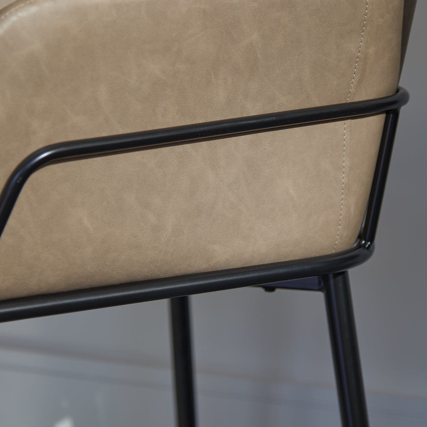 Reagan Vegan Leather Carver Chairs - Set of 2 - Almond Brown - Laura James