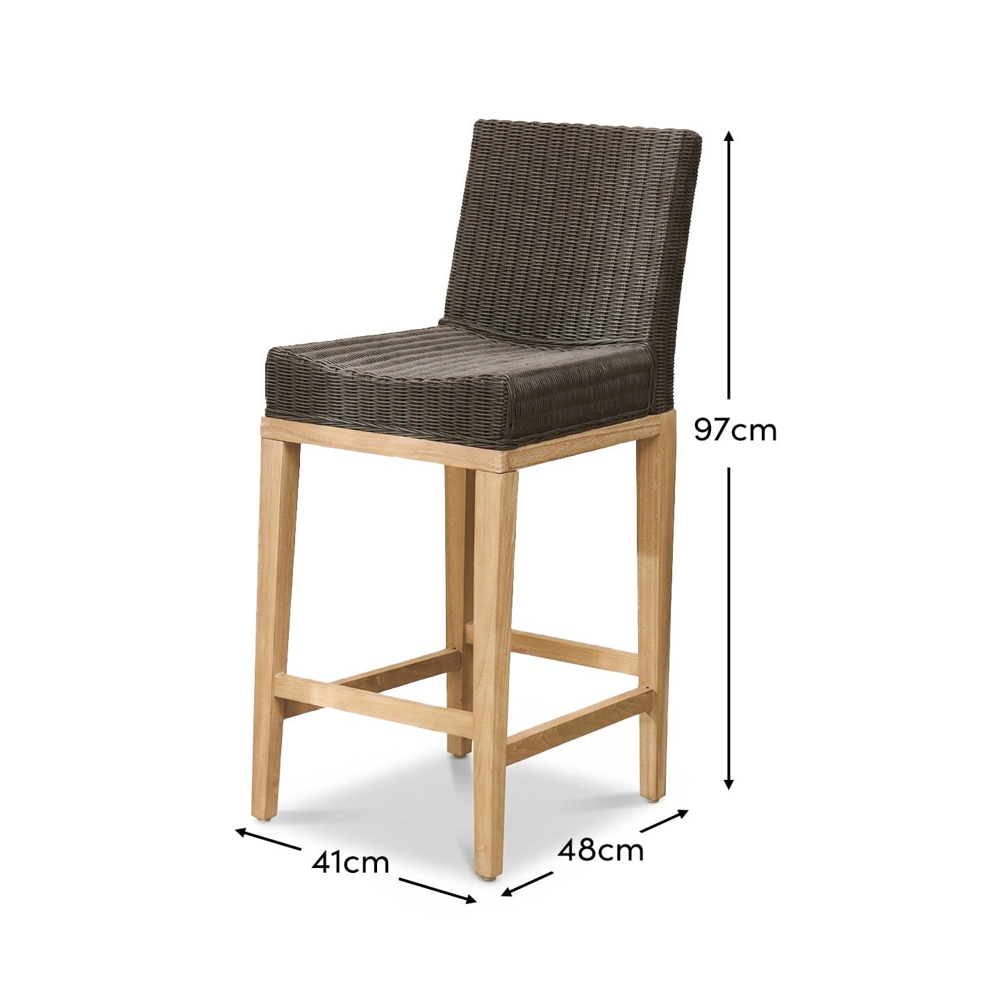Reid Slate Grey Bar Stools - Set of 2 - Whitewash Mindi Wood Legs - Laura James
