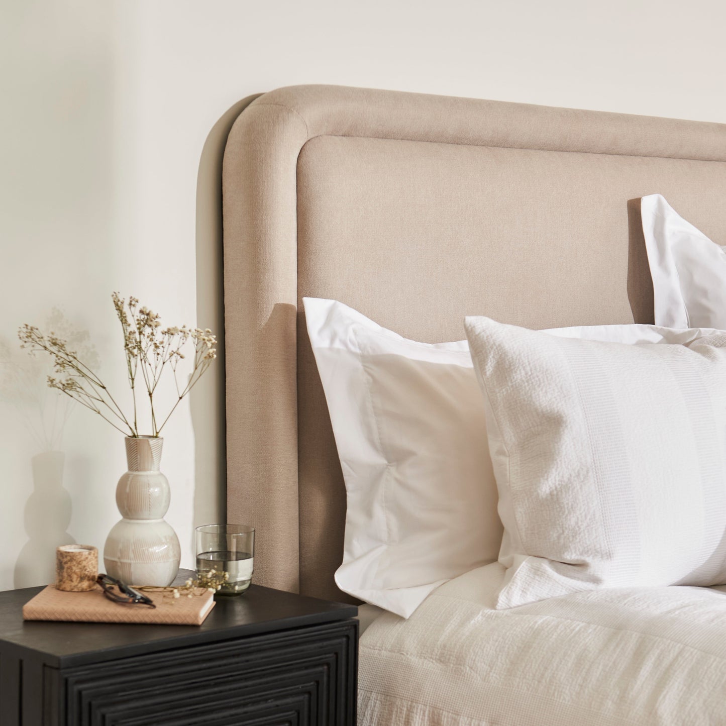 Robyn Double Ottoman Bed - Soft Beige - Laura James