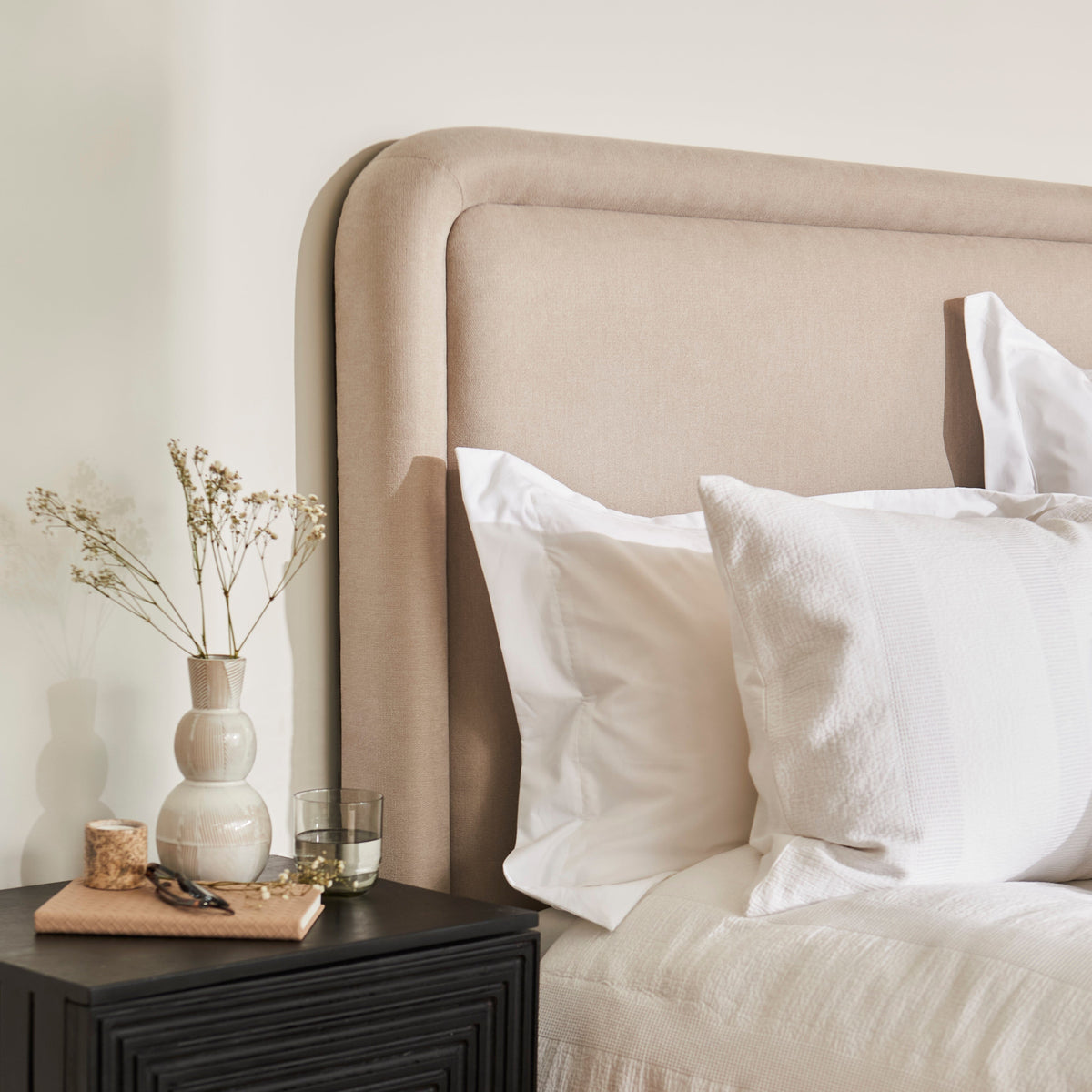 Robyn Double Ottoman Bed - Soft Beige - Laura James