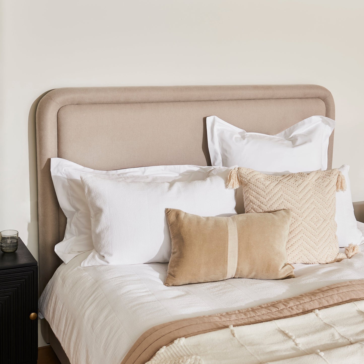 Robyn Double Ottoman Bed - Soft Beige - Laura James