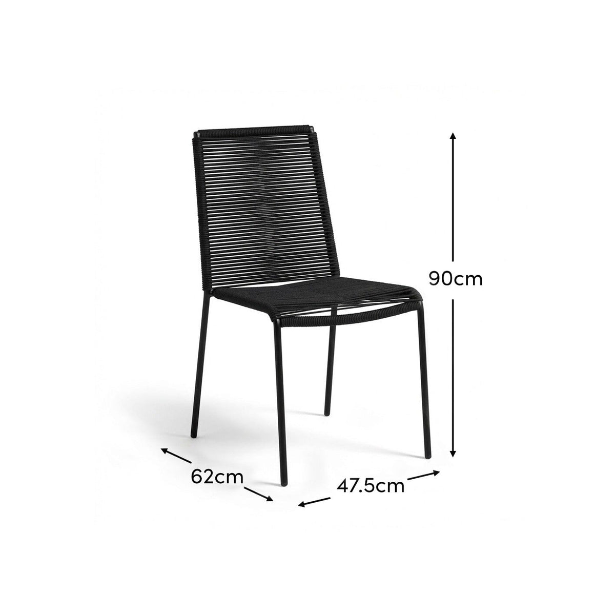 Ryder Dining Chair Set of 2 - Black Rope - Laura James
