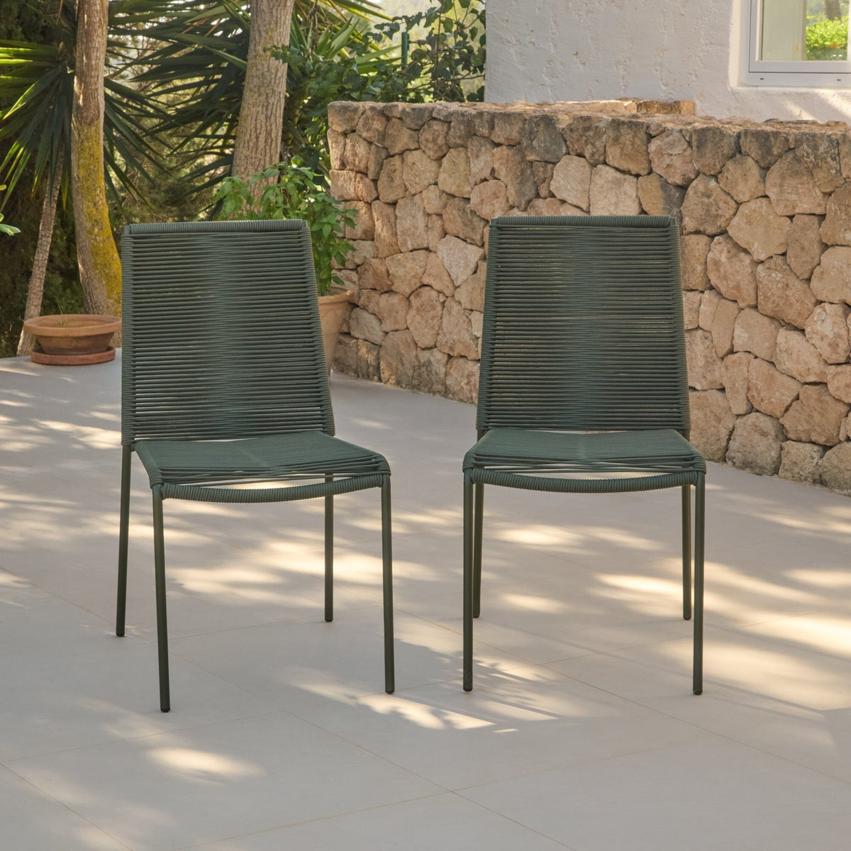 Ryder Khaki Green Rope Garden Chairs - Set of 2 - Laura James