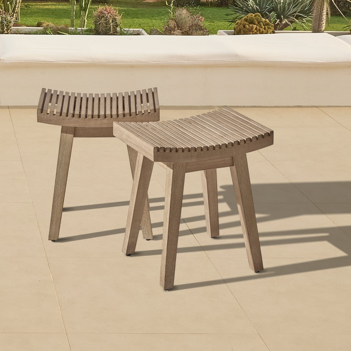 Shiro Wooden Garden Stool - 40cm - Laura James