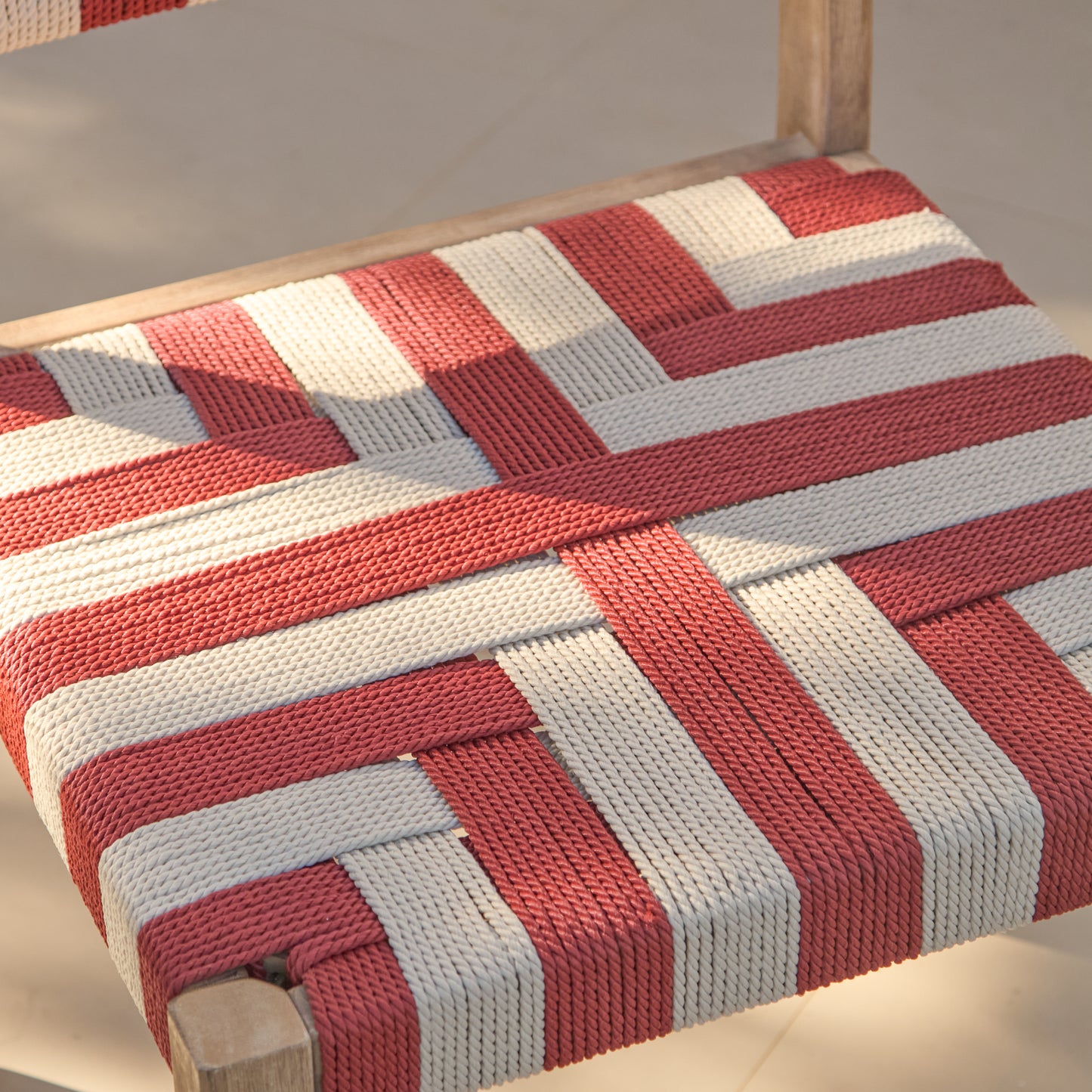 Saffron Brushed Light Acacia Garden Chair - Set of 2 - Beige/Paprika