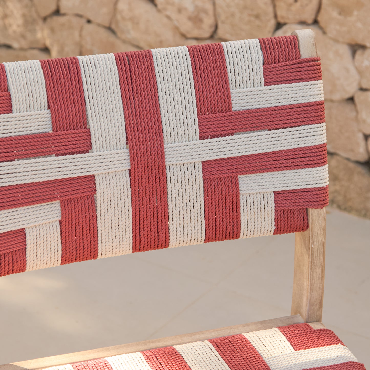 Saffron Brushed Light Acacia Garden Chair - Set of 2 - Beige/Paprika