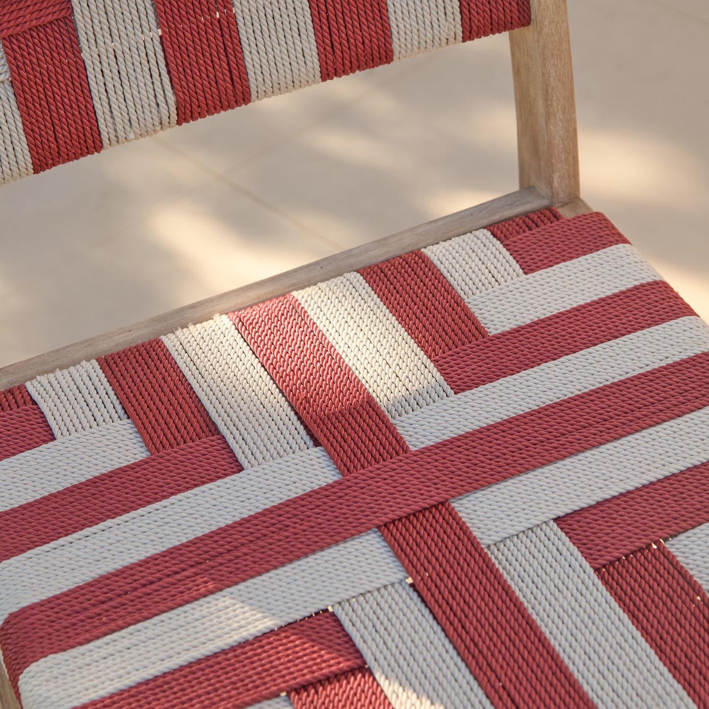 Saffron Brushed Light Acacia Garden Chair - Set of 2 - Beige/Paprika