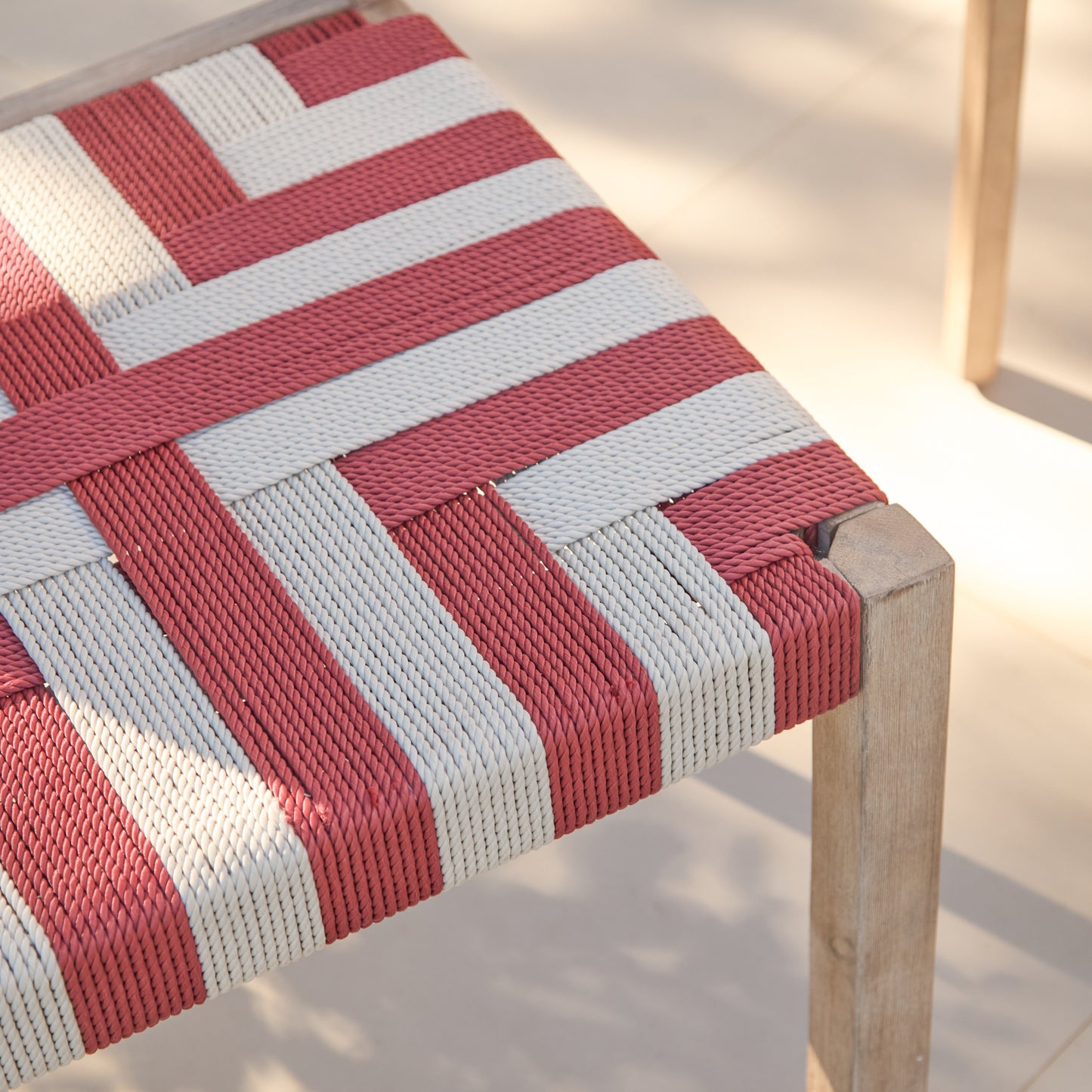 Saffron Brushed Light Acacia Garden Chair - Set of 2 - Beige/Paprika