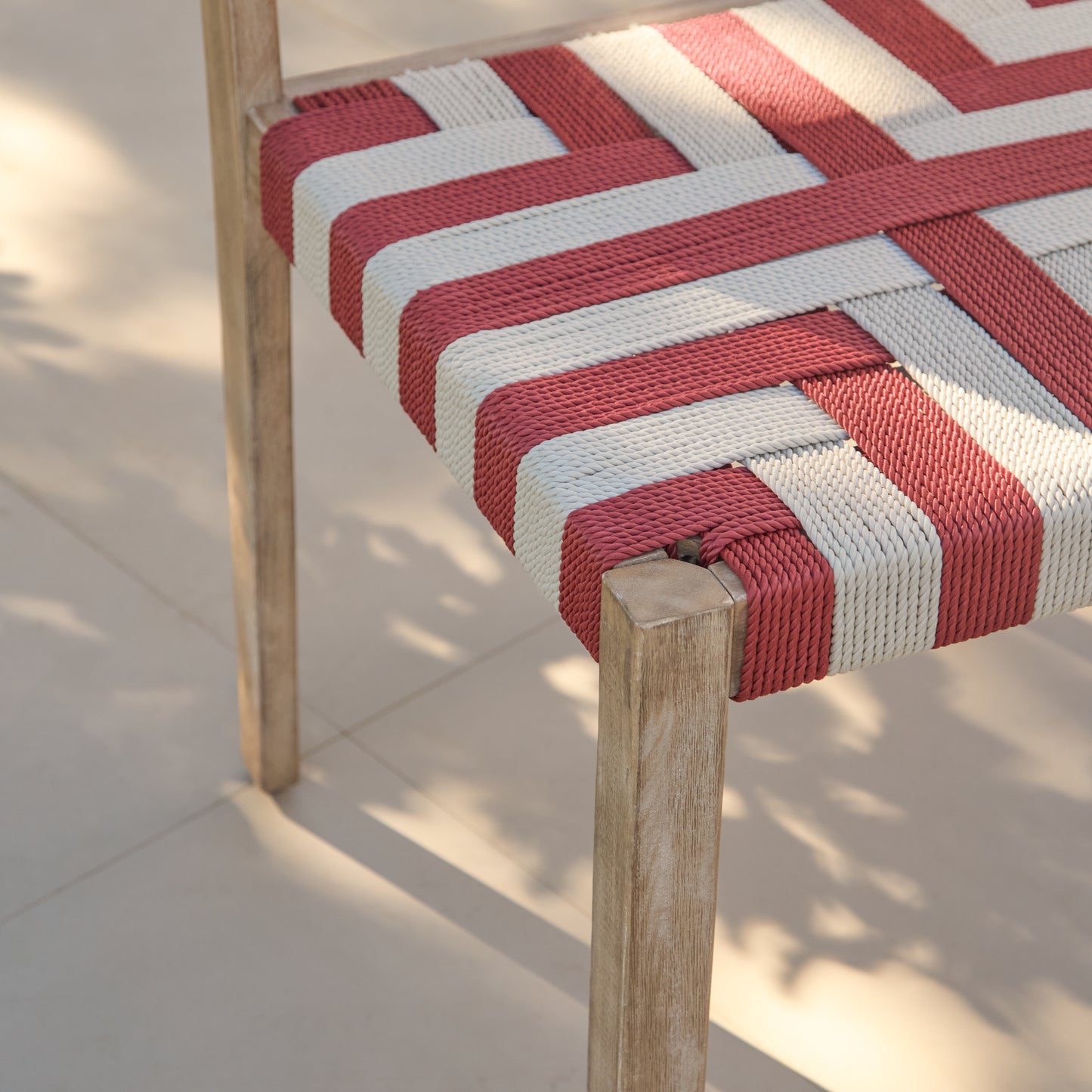 Saffron Brushed Light Acacia Garden Chair - Set of 2 - Beige/Paprika