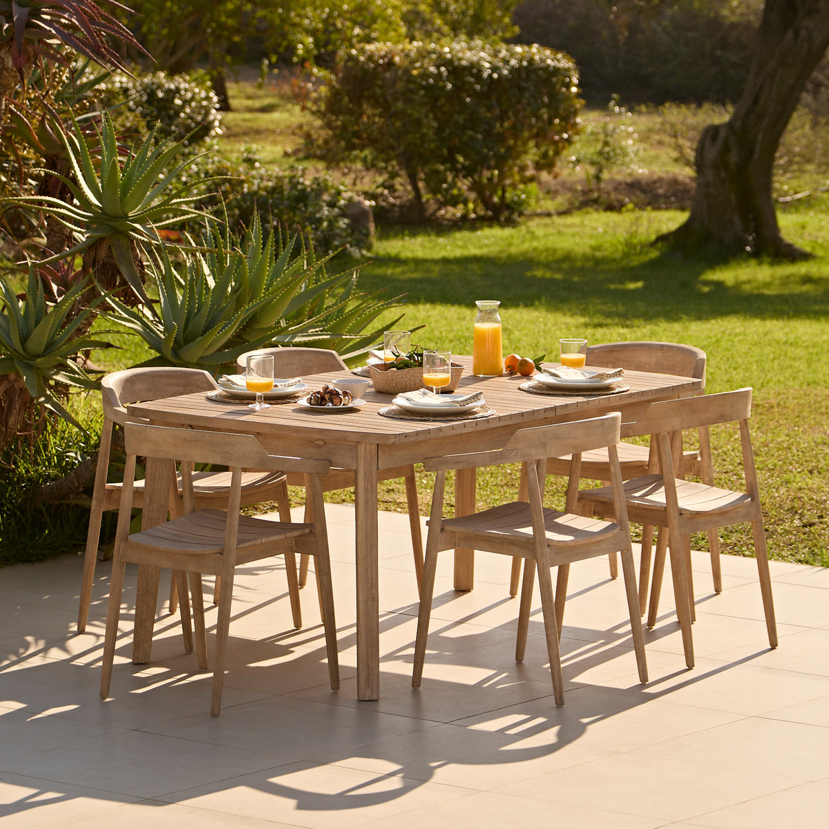 Saffron 6 Seater Garden Dining Set with Elowen Dining Chairs