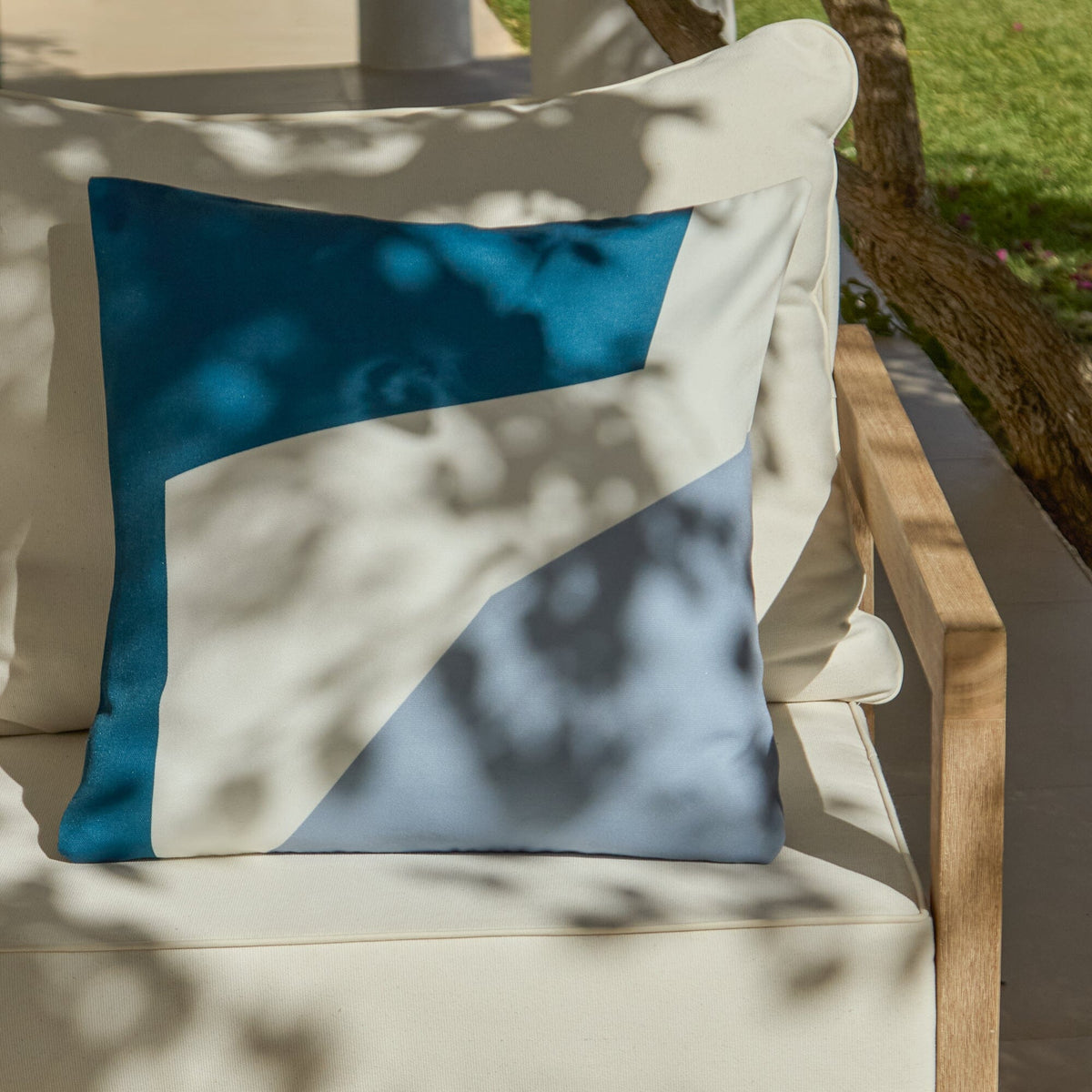 Salcombe 50x50cm Outdoor Cushion Cover - Teal and Cornflower Blue - Laura James