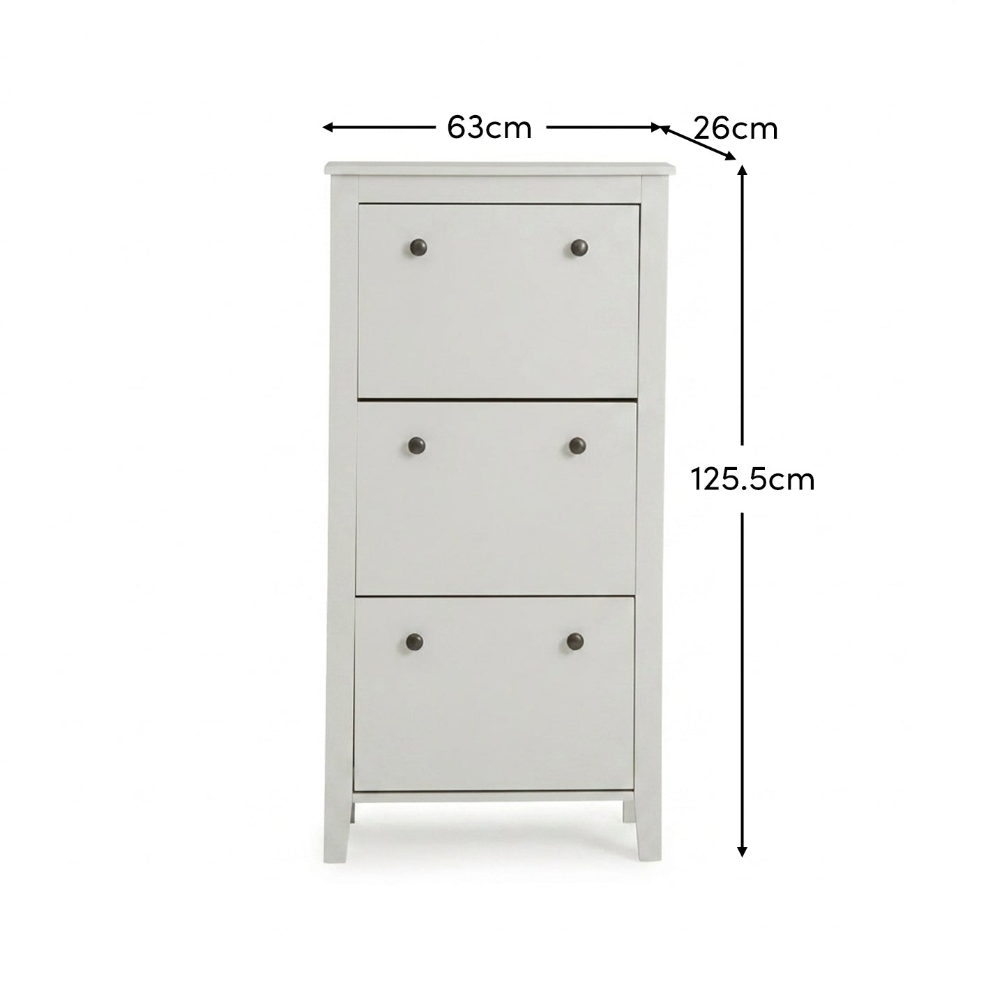 Sandhurst 60cm Three Door Shoe Cabinet - Mist Grey - Laura James