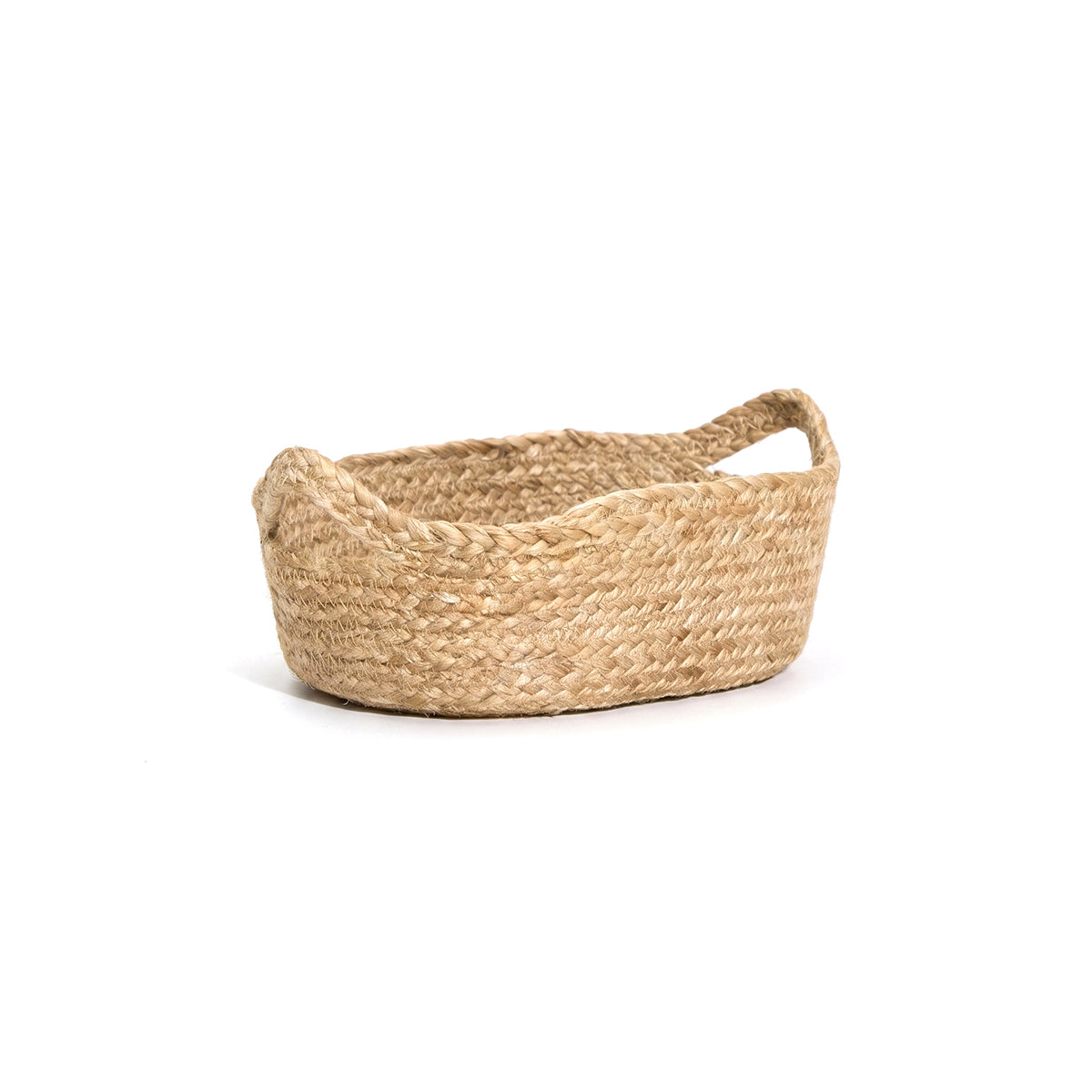 Satara 22x30cm Oval Jute Basket - Whitewash - Laura James