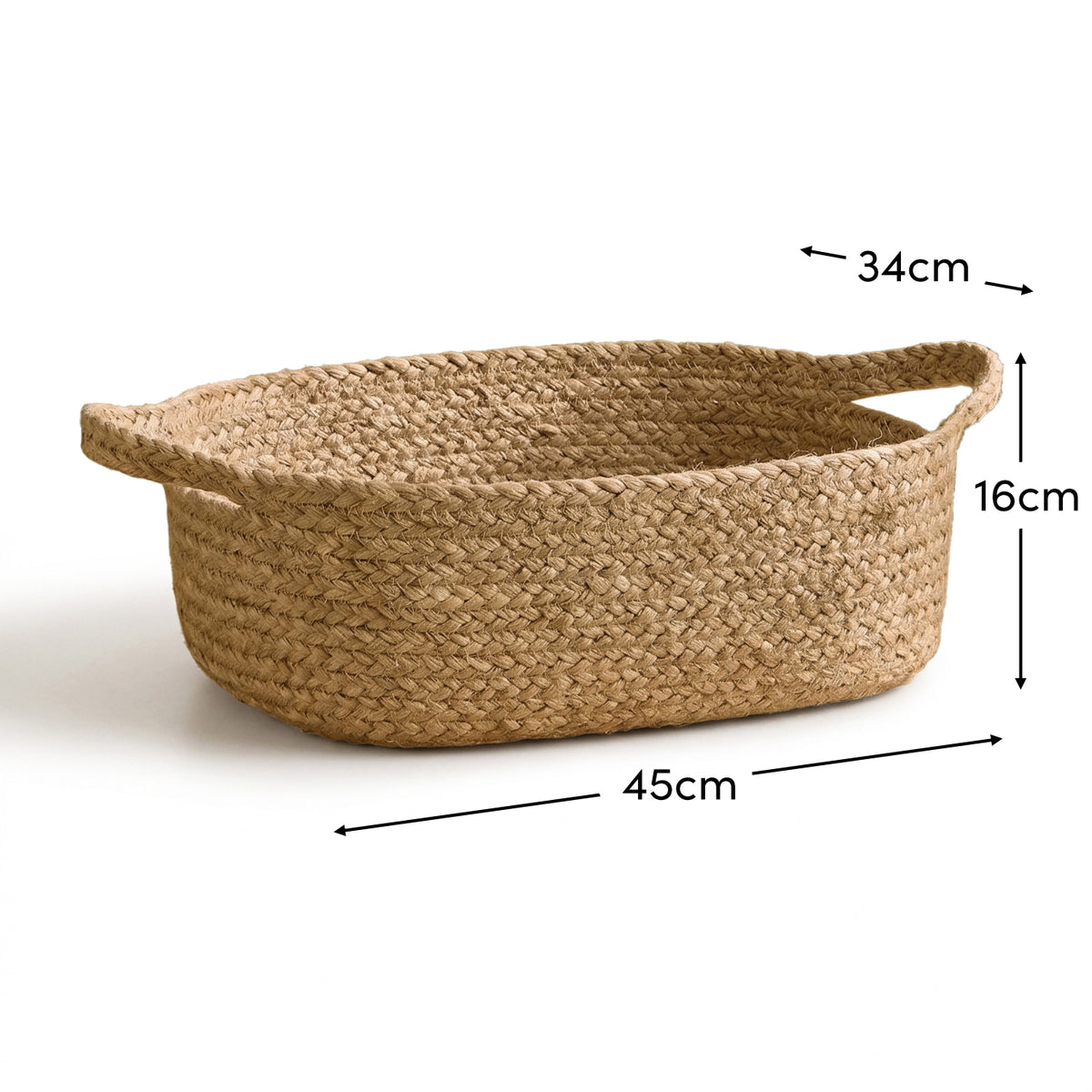 Satara 34x45cm Oval Jute Basket - Whitewash