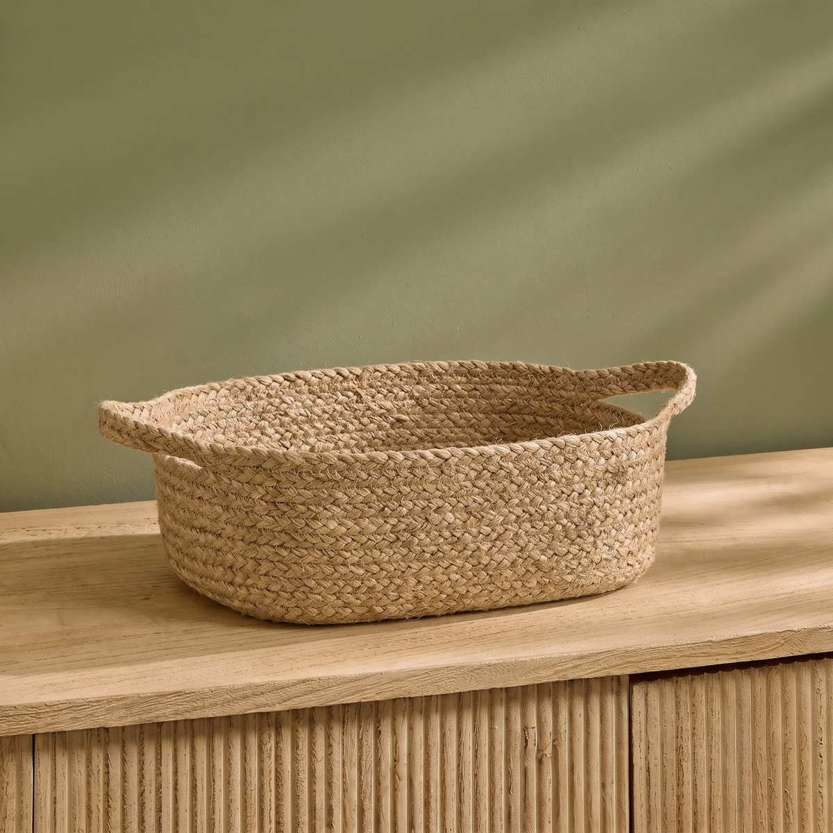 Satara 34x45cm Oval Jute Basket - Whitewash