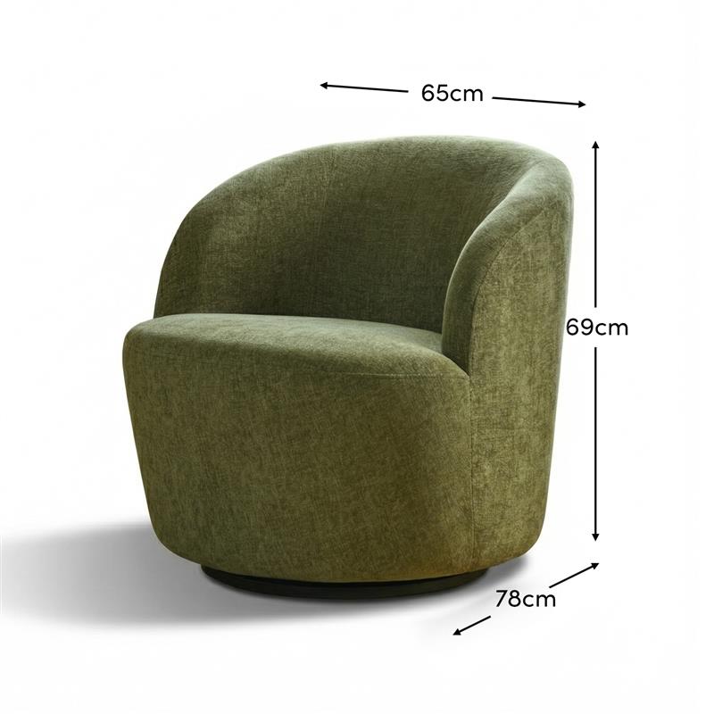 Sawyer 68cm Swivel Armchair - Moss Green - Laura James