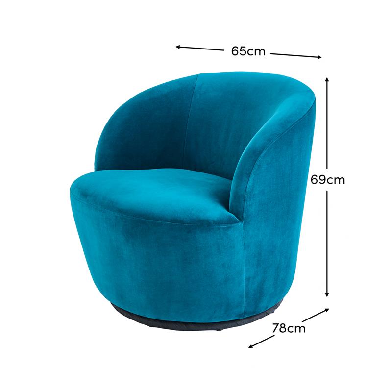 Sawyer 68cm Swivel Armchair - Deep Teal - Laura James