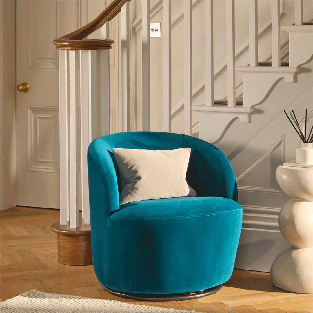 Sawyer 68cm Swivel Armchair - Deep Teal - Laura James