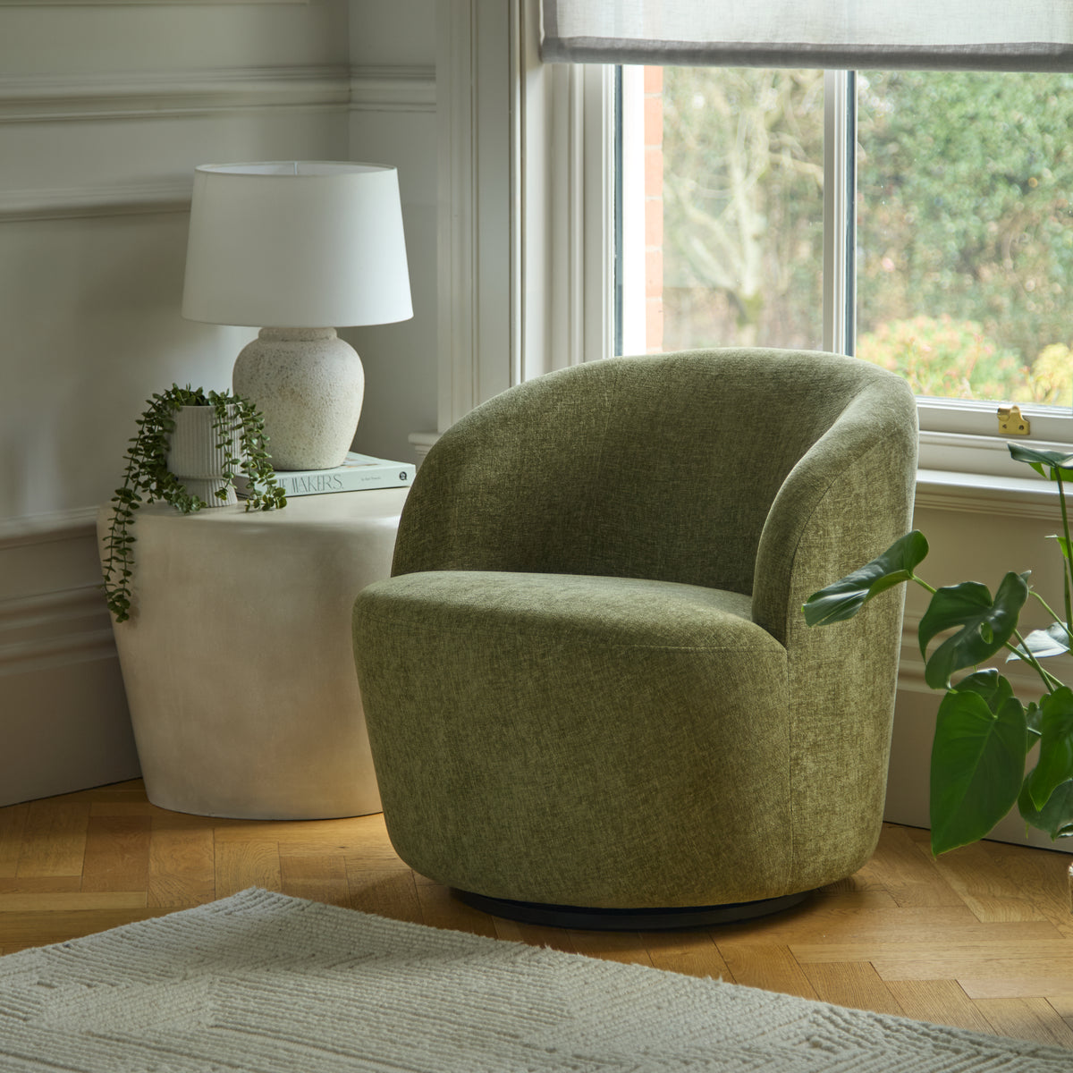 Sawyer 68cm Swivel Armchair - Moss Green - Laura James