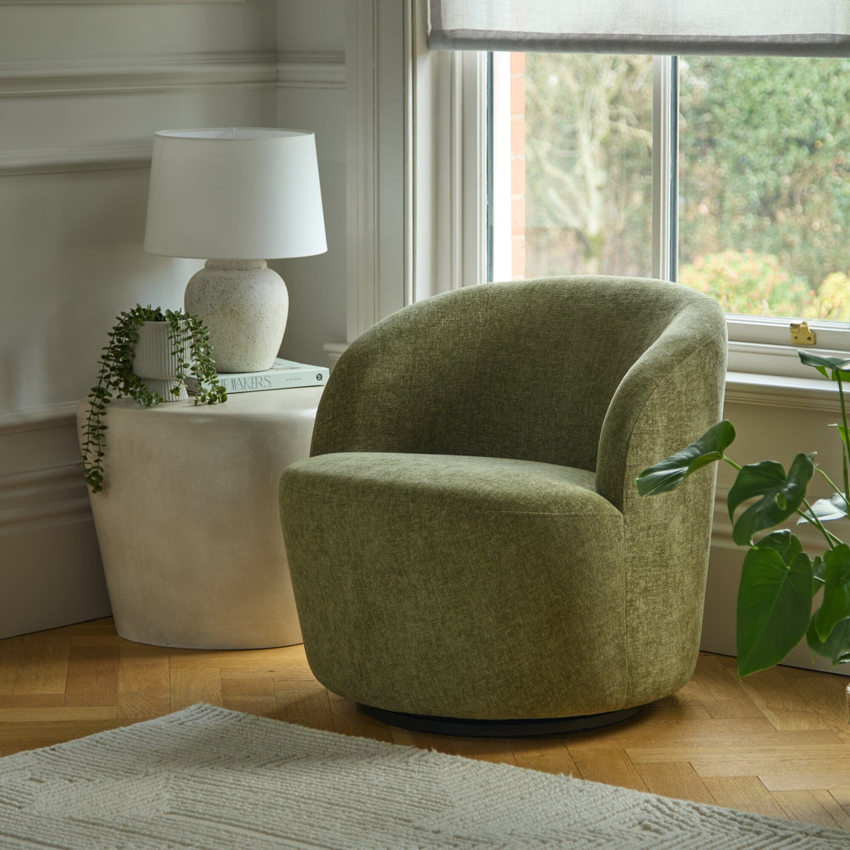 Sawyer 68cm Swivel Armchair - Moss Green - Laura James