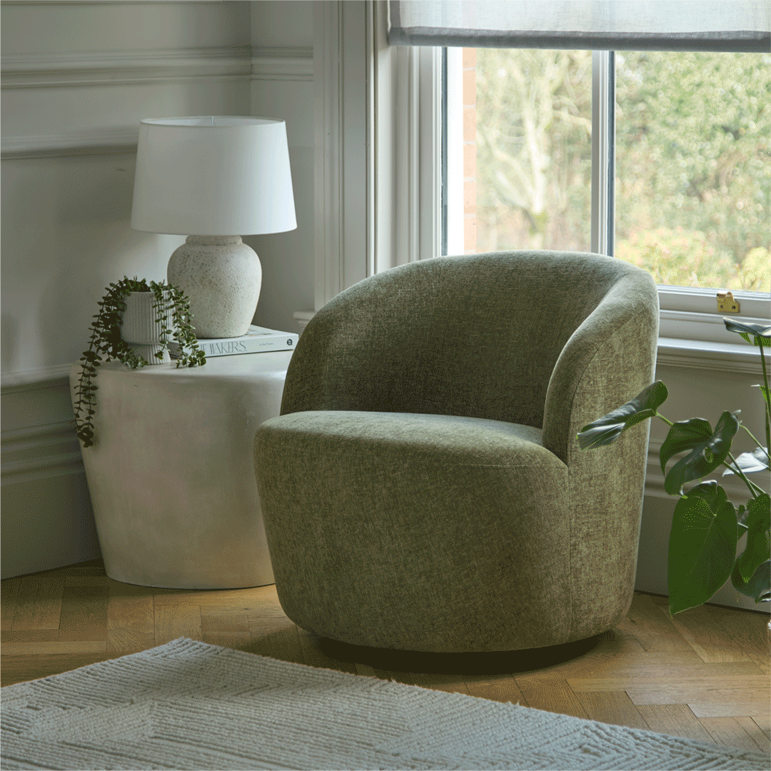 Sawyer 68cm Swivel Armchair - Moss Green - Laura James