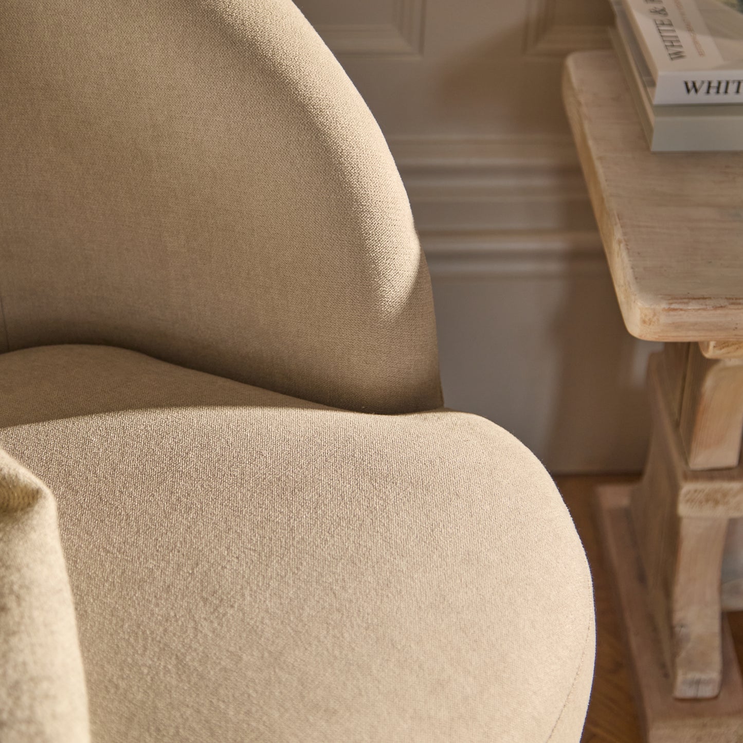 Sawyer 68cm Swivel Armchair - Soft Beige - Laura James