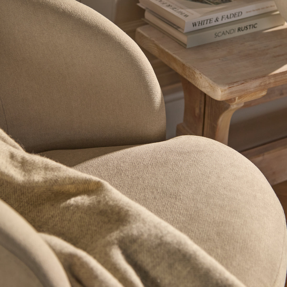 Sawyer 68cm Swivel Armchair - Soft Beige - Laura James