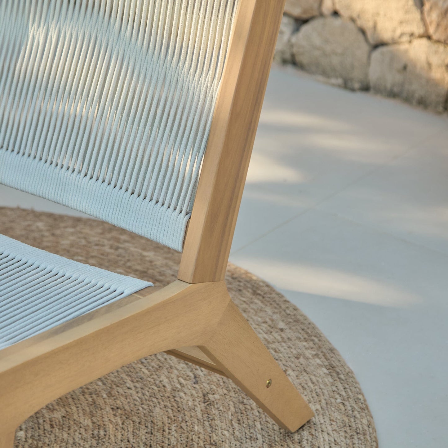 Seren White Acacia Occasional Garden Chair - Beige Rope - Laura James