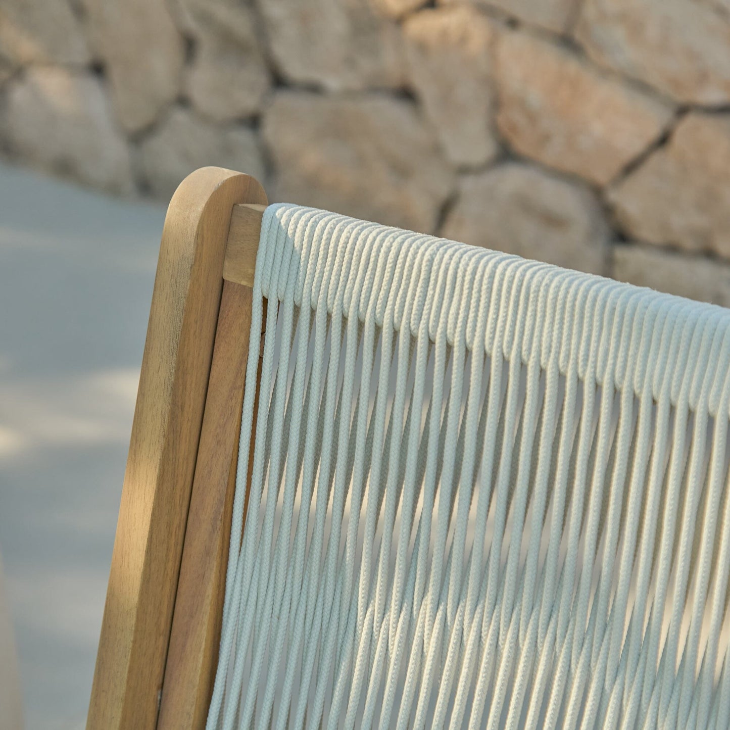 Seren White Acacia Occasional Garden Chair - Beige Rope - Laura James