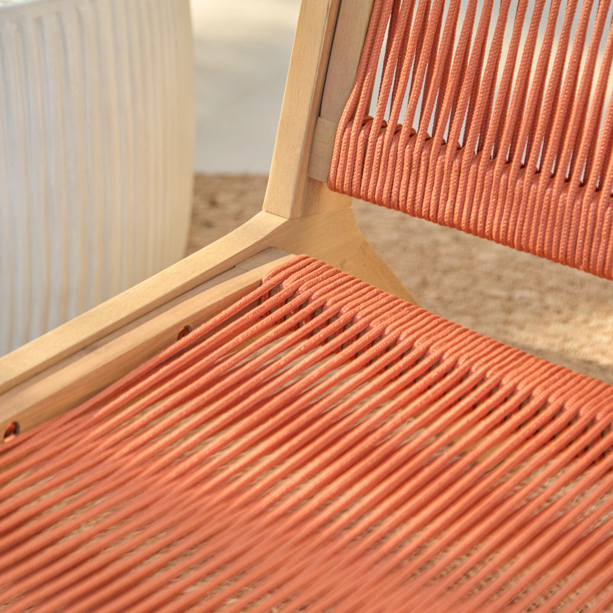 Seren White Acacia Occasional Garden Chair - Burnt Orange Rope - Laura James