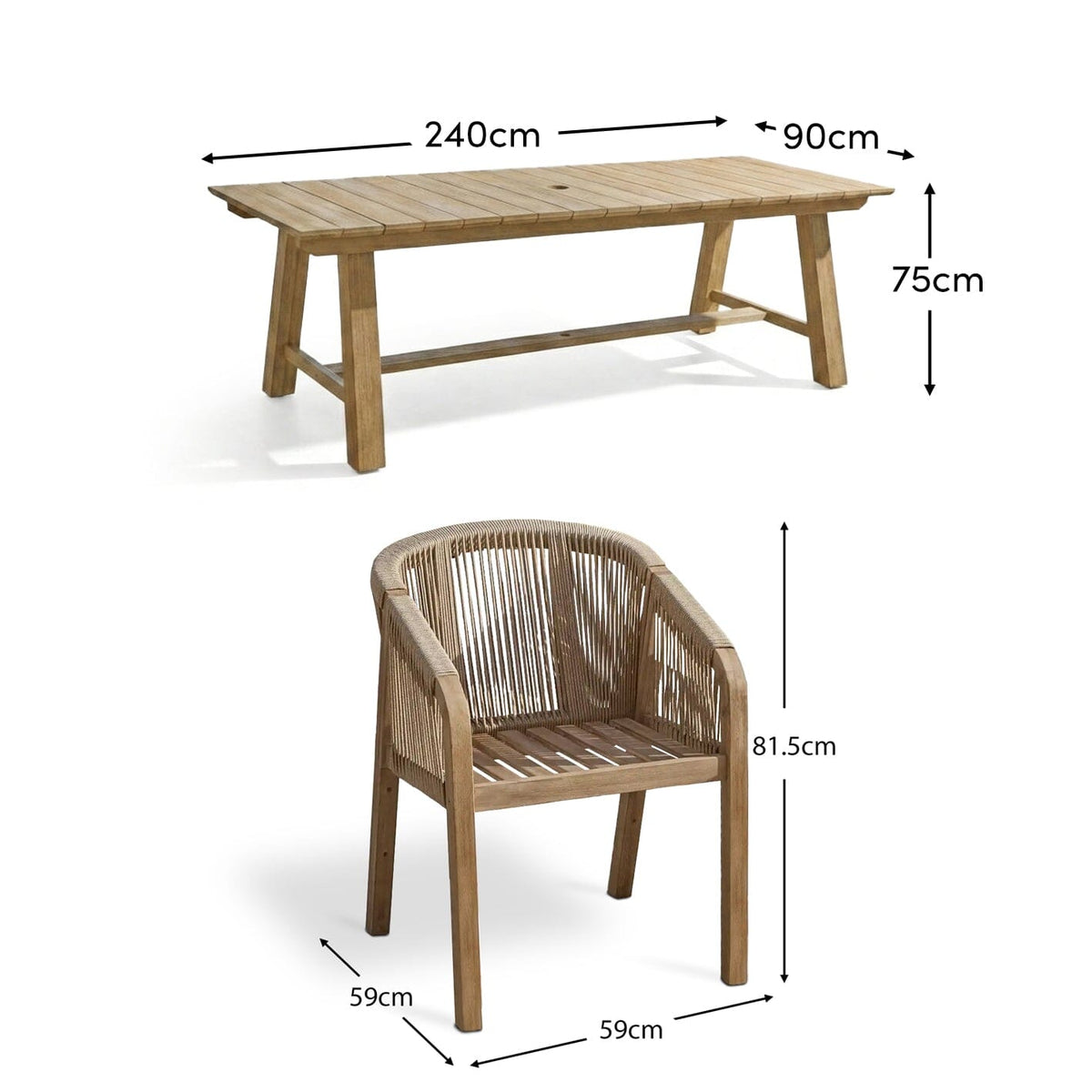 Shiro 8 Seater Wooden Garden Dining Set with Nala Dining Chairs - Laura James