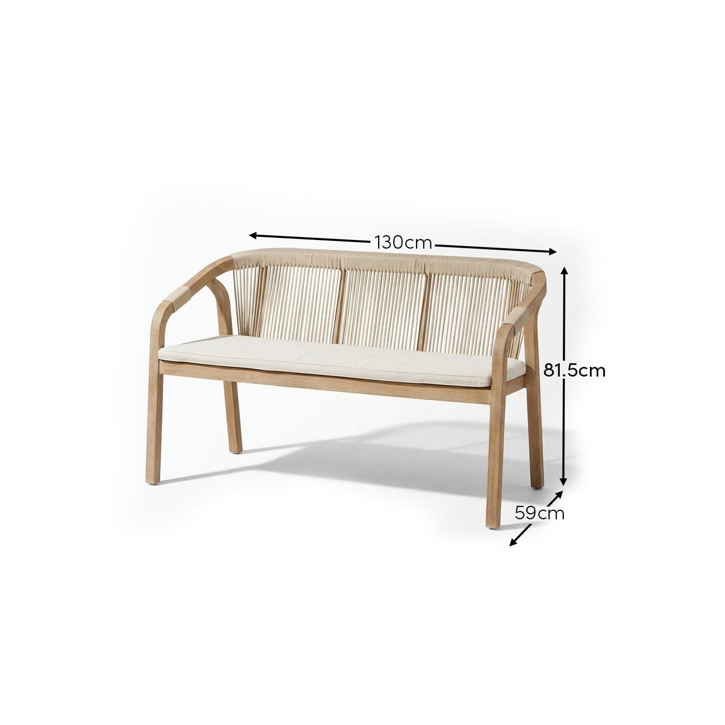 Shiro Wooden Garden Bench - Beige - Laura James