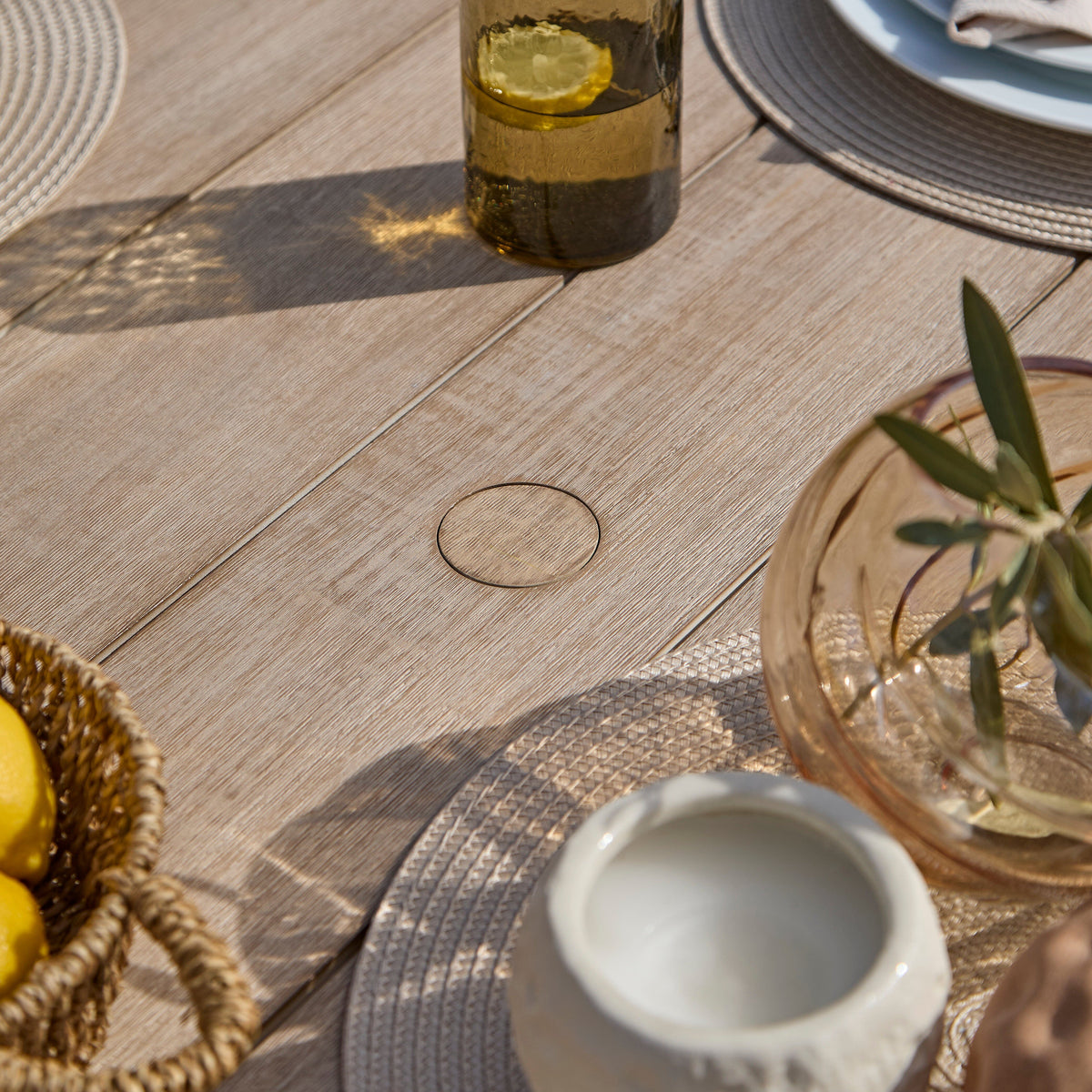 Shiro Round Garden Table - Brushed Light Acacia