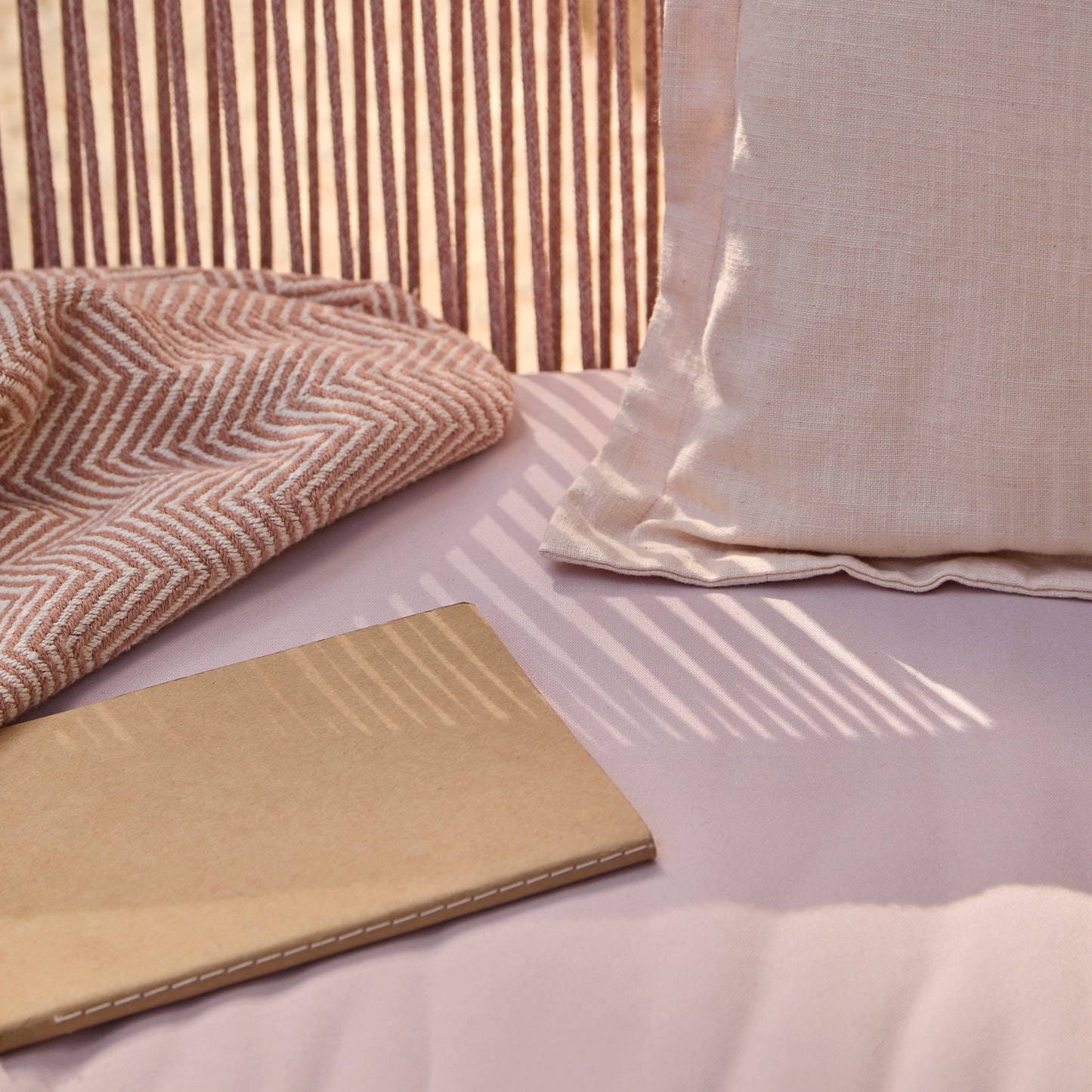 Shiro Wooden Garden Bench - Pink Rope - Laura James