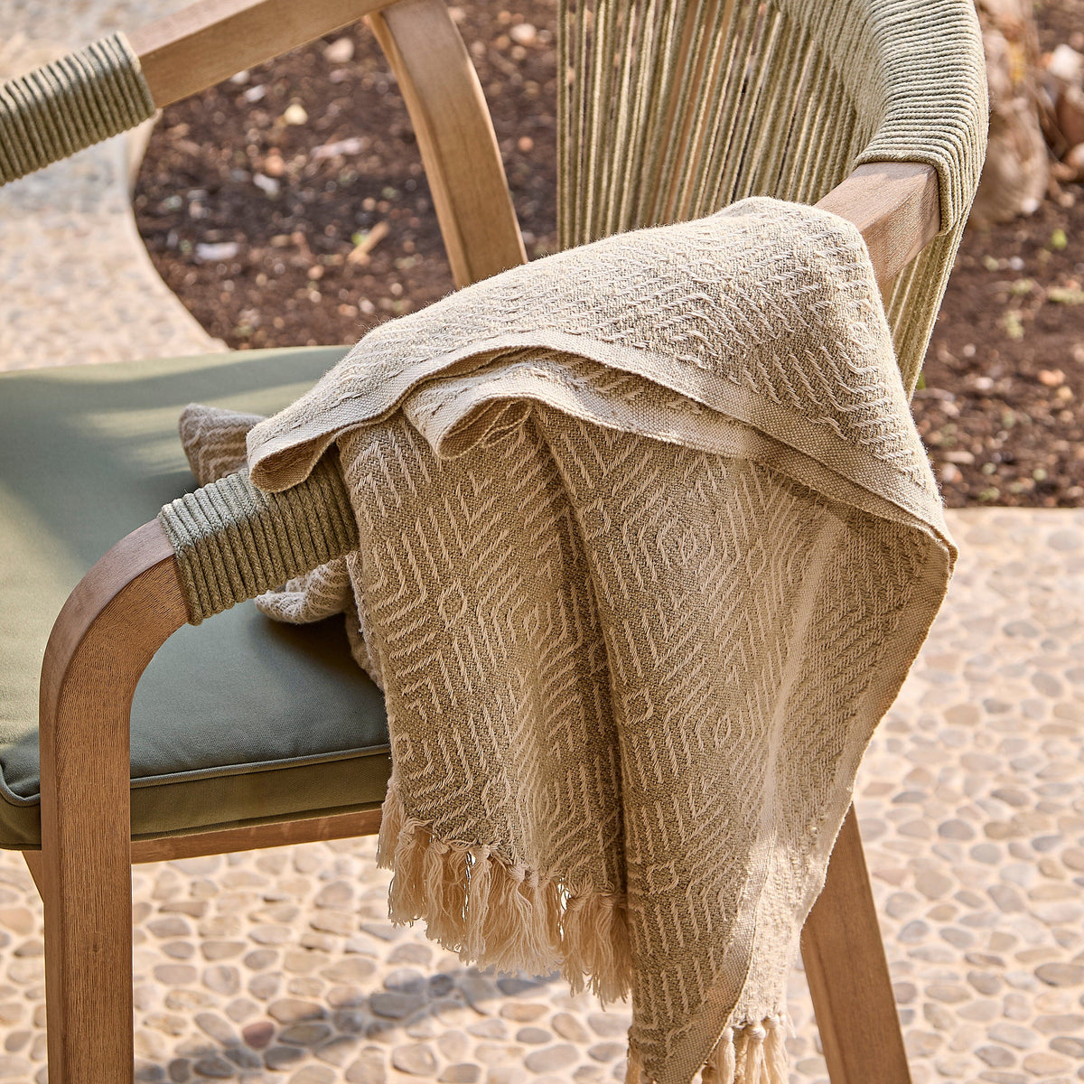 Shiro Green Rope Wooden Garden Chairs - Set of 2 - Laura James