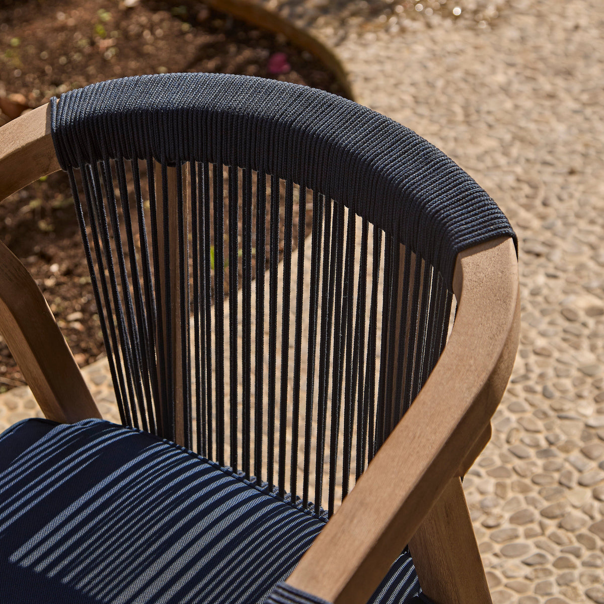 Shiro Navy Rope Wooden Garden Chairs - Set of 2 - Laura James