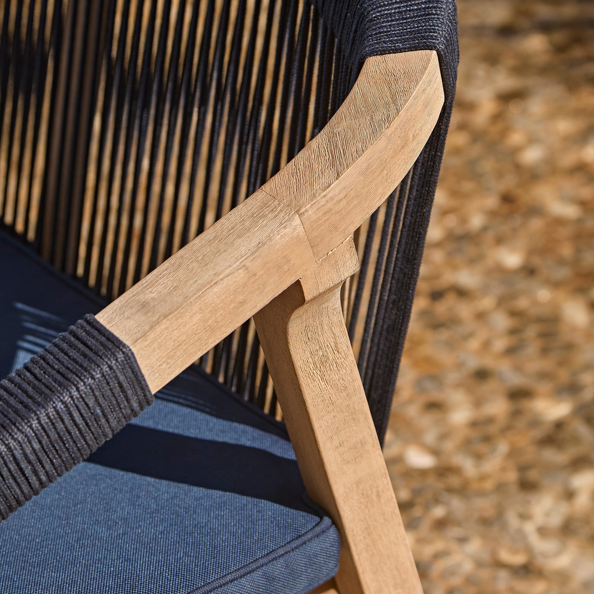 Shiro Navy Rope Wooden Garden Chairs - Set of 2 - Laura James