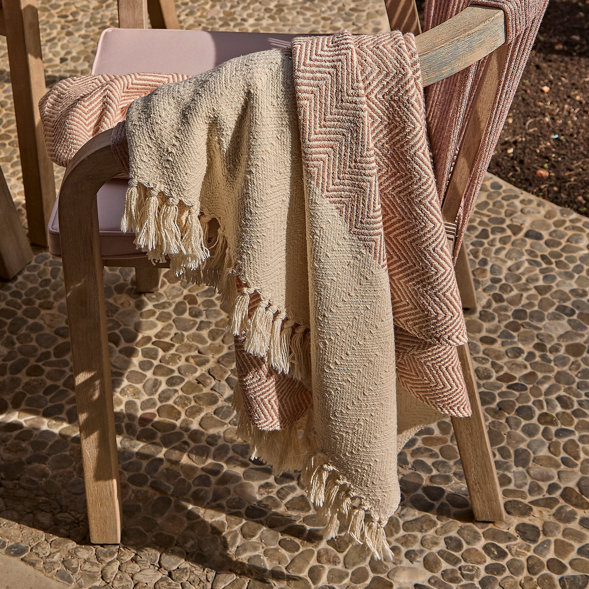 Shiro Pink Rope Wooden Garden Chairs - Set of 2 - Laura James