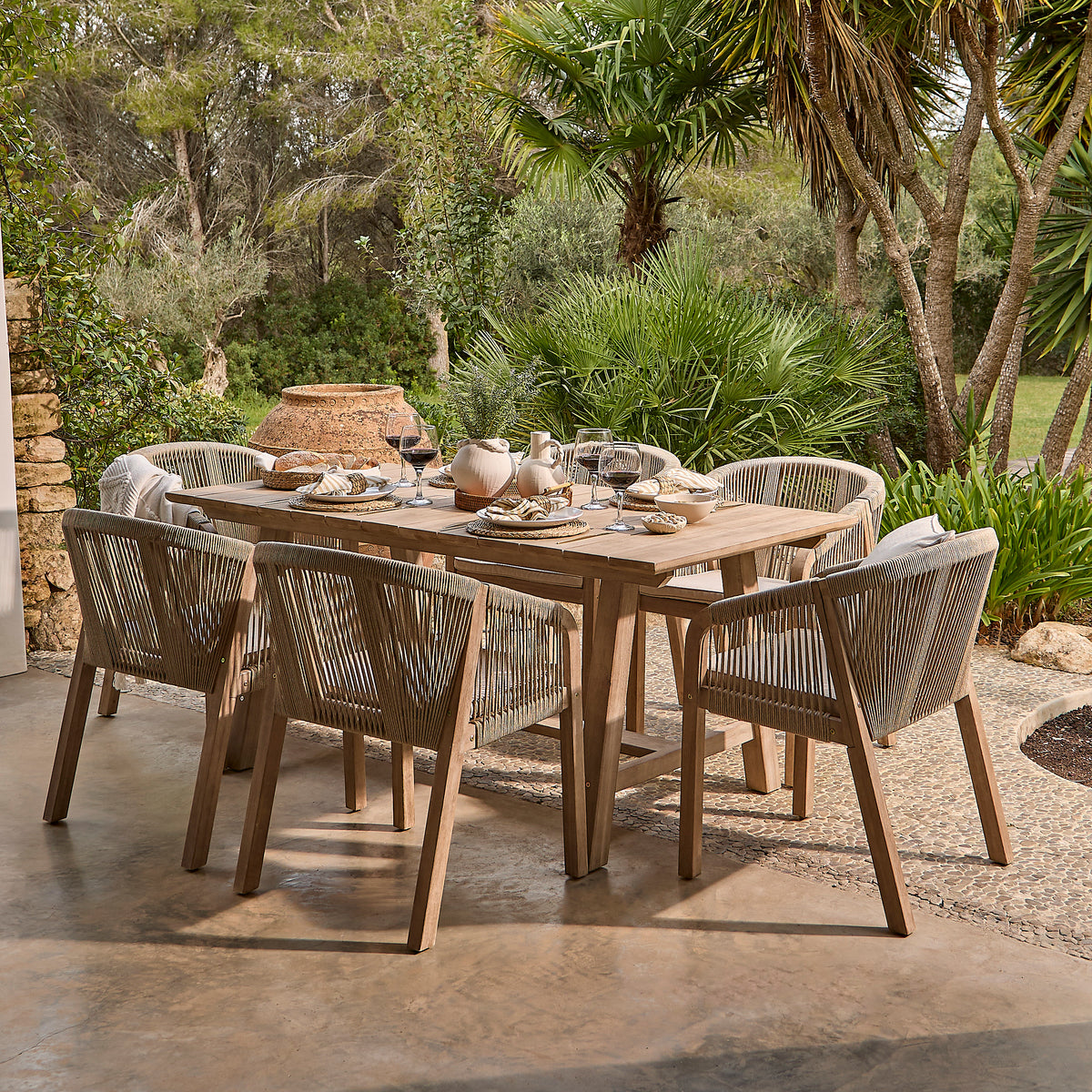 Shiro 6 Seater Dining Table Set with Nala Dining Chairs & Cushions - Laura James
