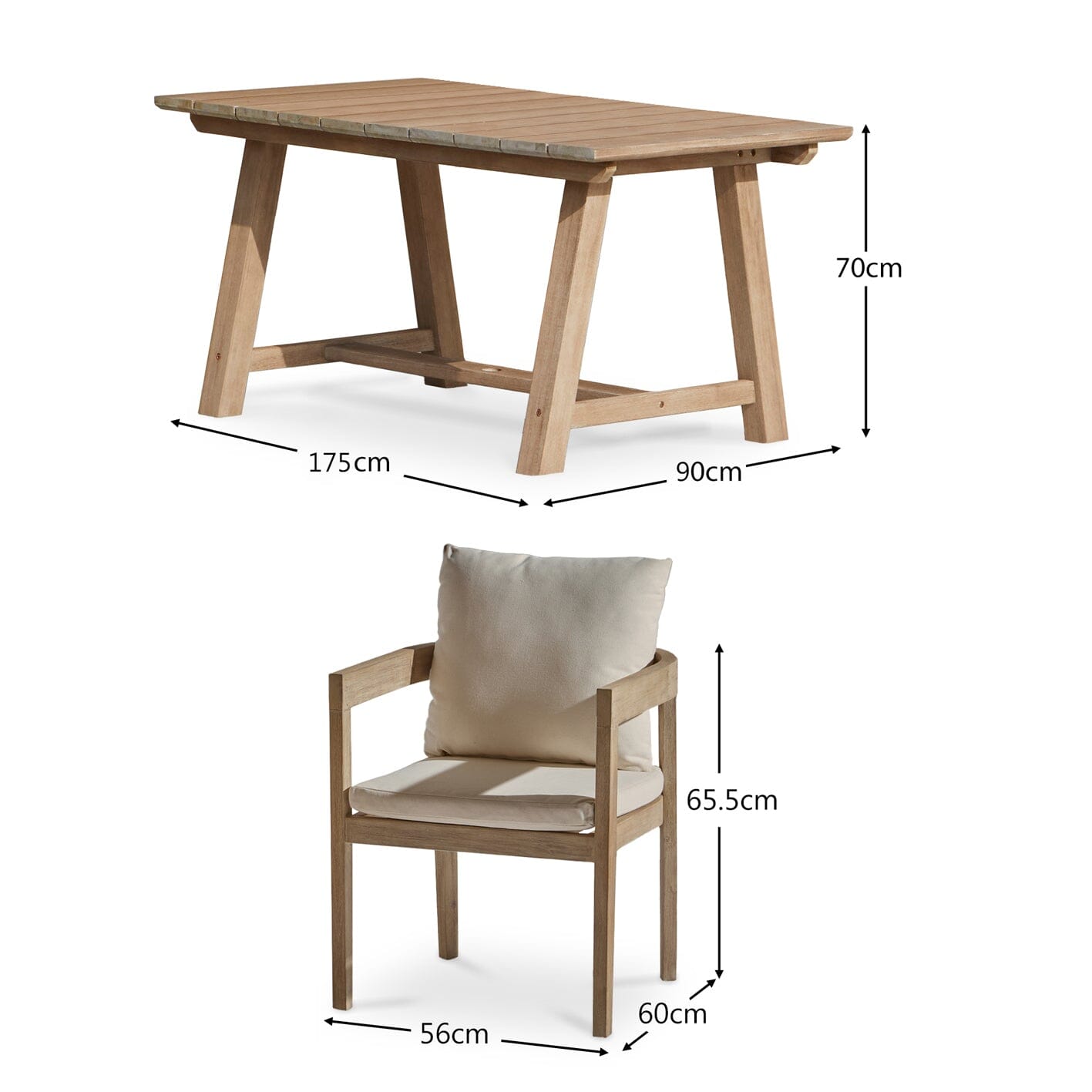 Shiro 6 Seater Wooden Garden Dining Set with 6 Imani Chairs - Whitewash - Laura James