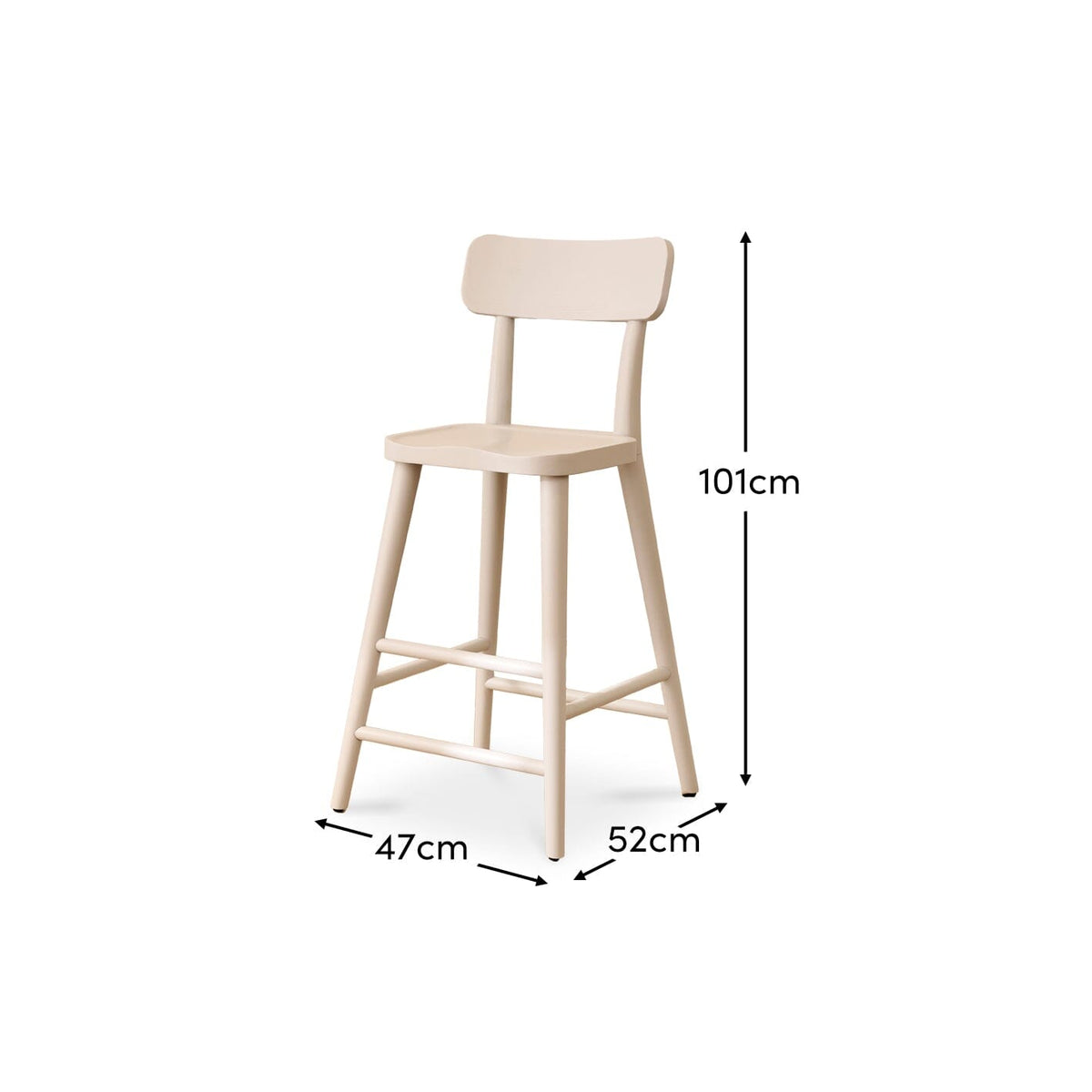 Silvester Pewter Grey Bar Stool with Backrest - Laura James