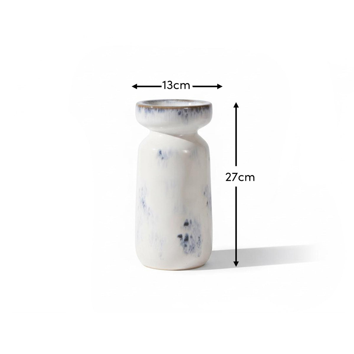 Sintra Ceramic 26.5cm Candle Holder - Cornflower Reactive Glaze - Laura James