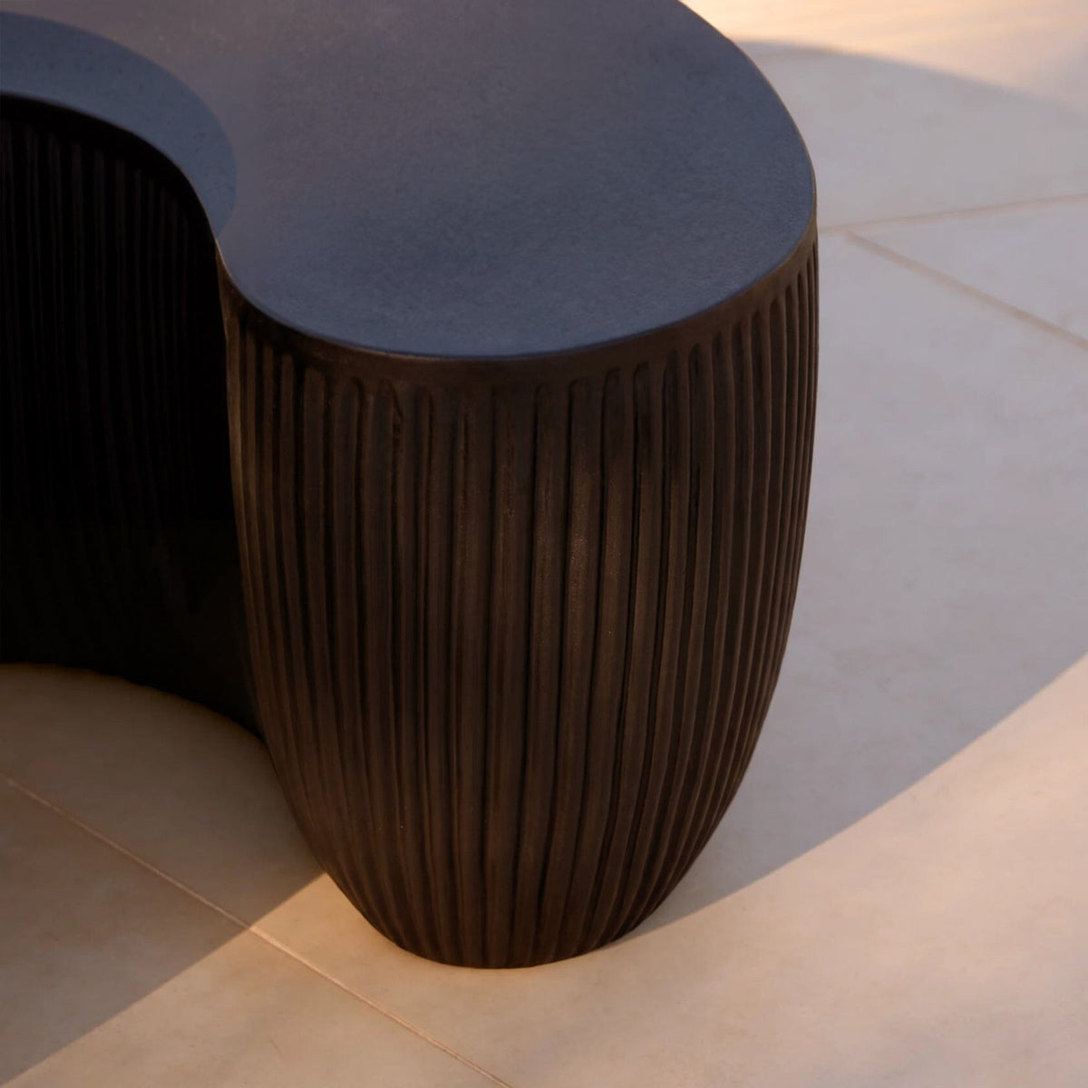 Outlet - Sohan Kidney Garden Concrete Coffee Table - Lava Black - 61cm