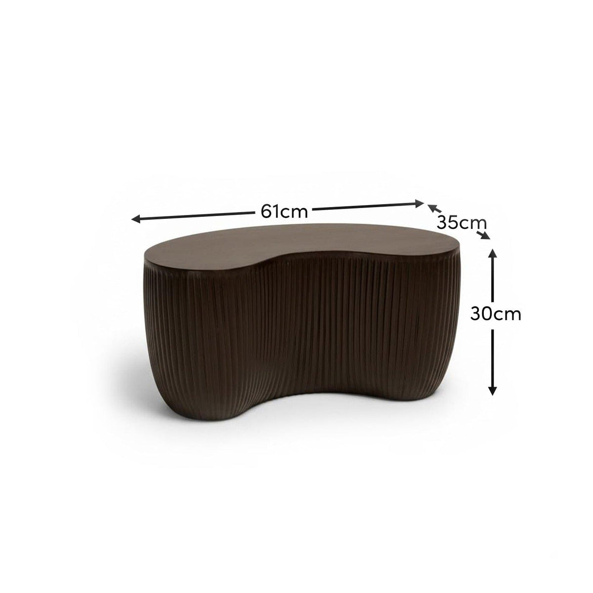 Outlet - Sohan Kidney Garden Concrete Coffee Table - Lava Black - 61cm