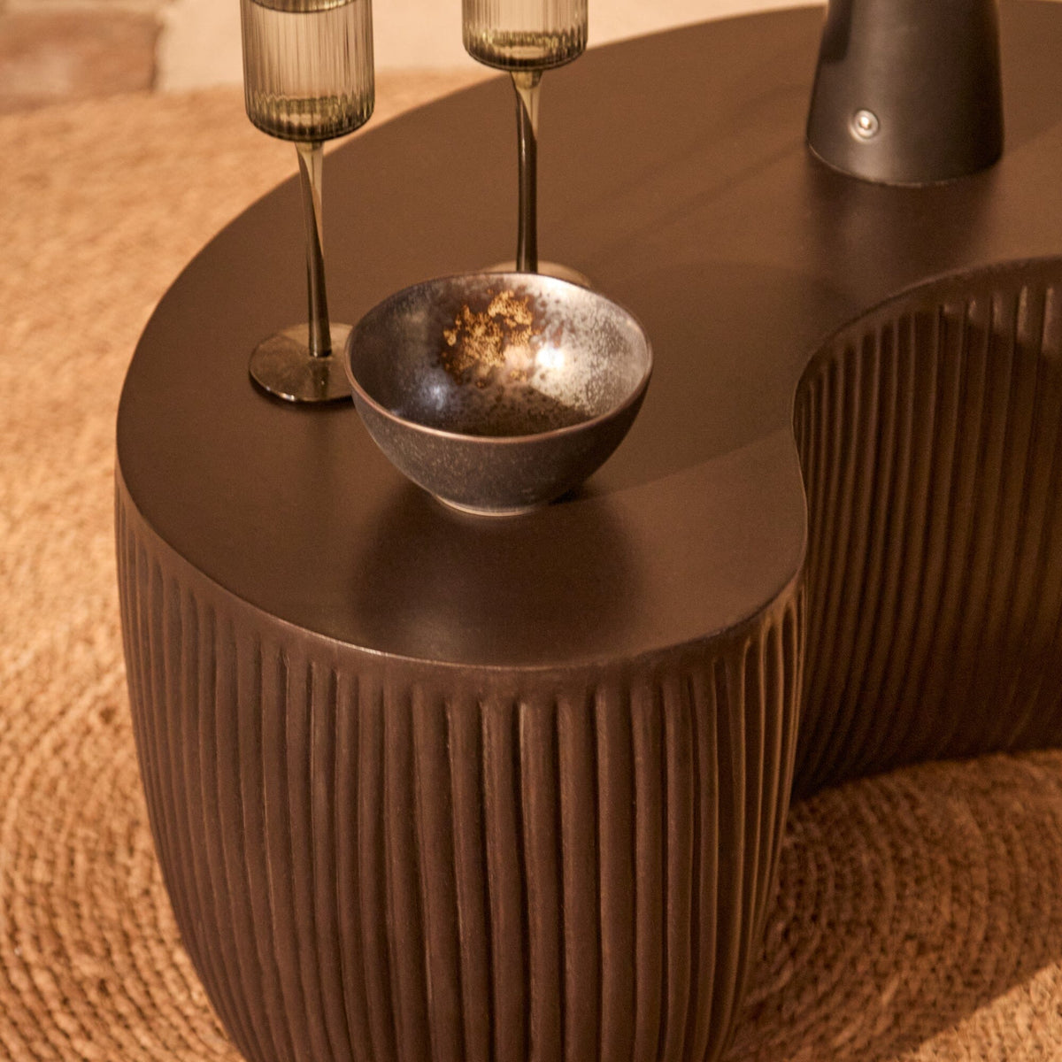 Sohan 61cm Kidney Garden Coffee Table - Set of 2 - Lava Black - Laura James